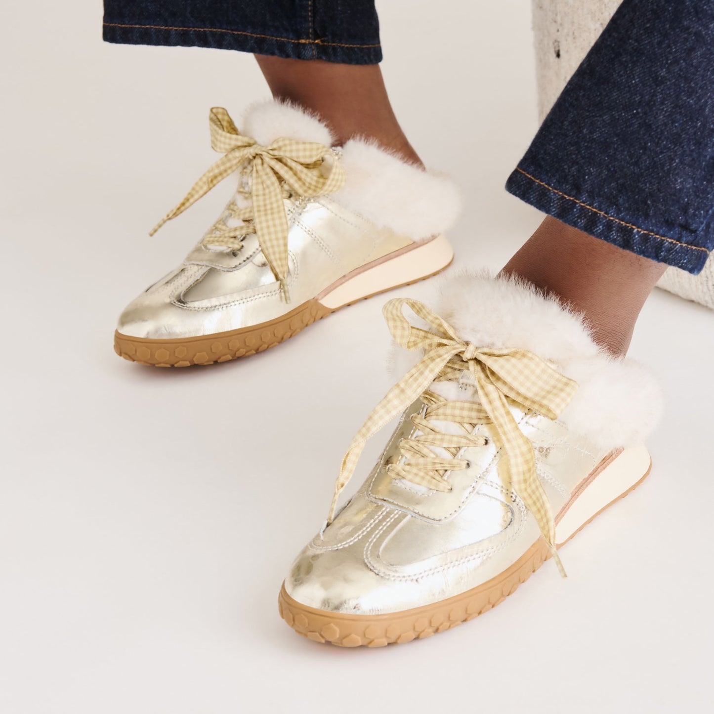 Izzey Plush Platinum Leather Sneakers
