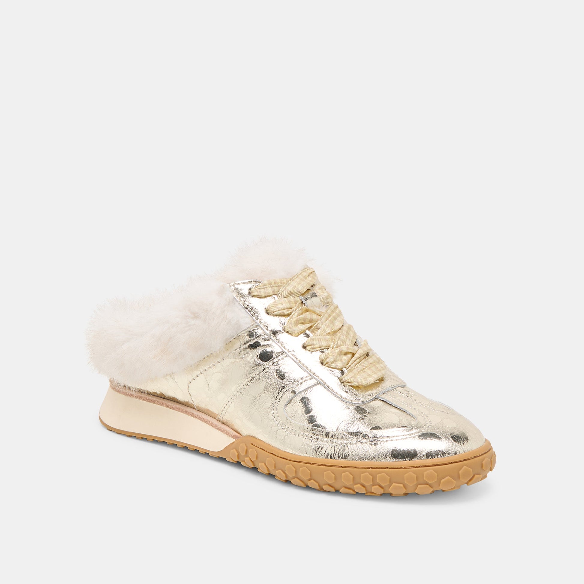 Izzey Plush Platinum Leather Sneakers