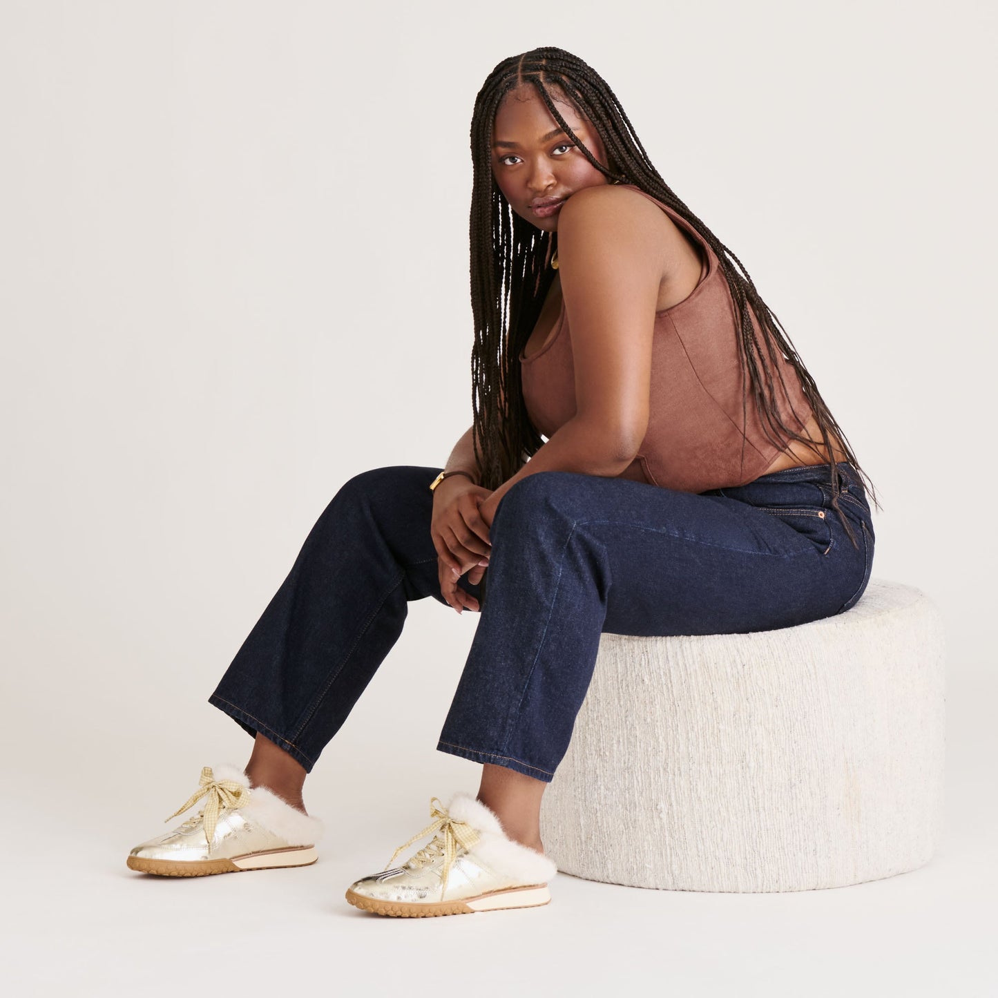 Izzey Plush Platinum Leather Sneakers