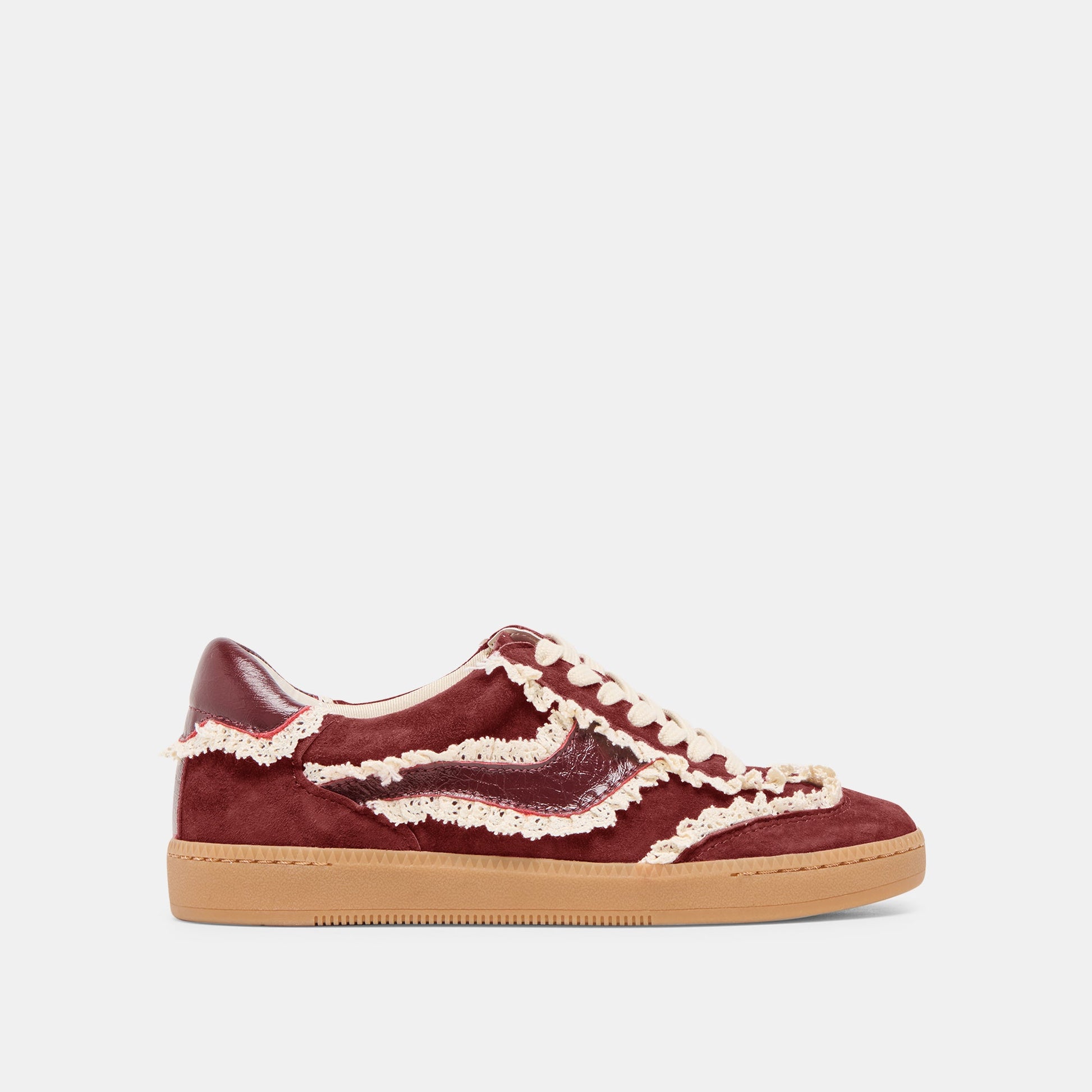 Notice Lace Oxblood Suede Sneakers