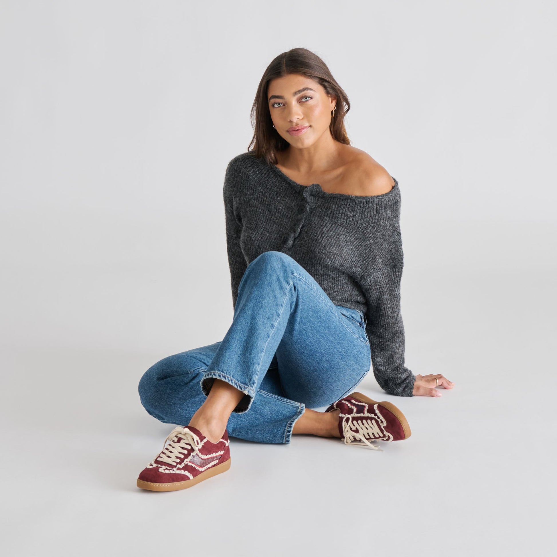 Notice Lace Oxblood Suede Sneakers