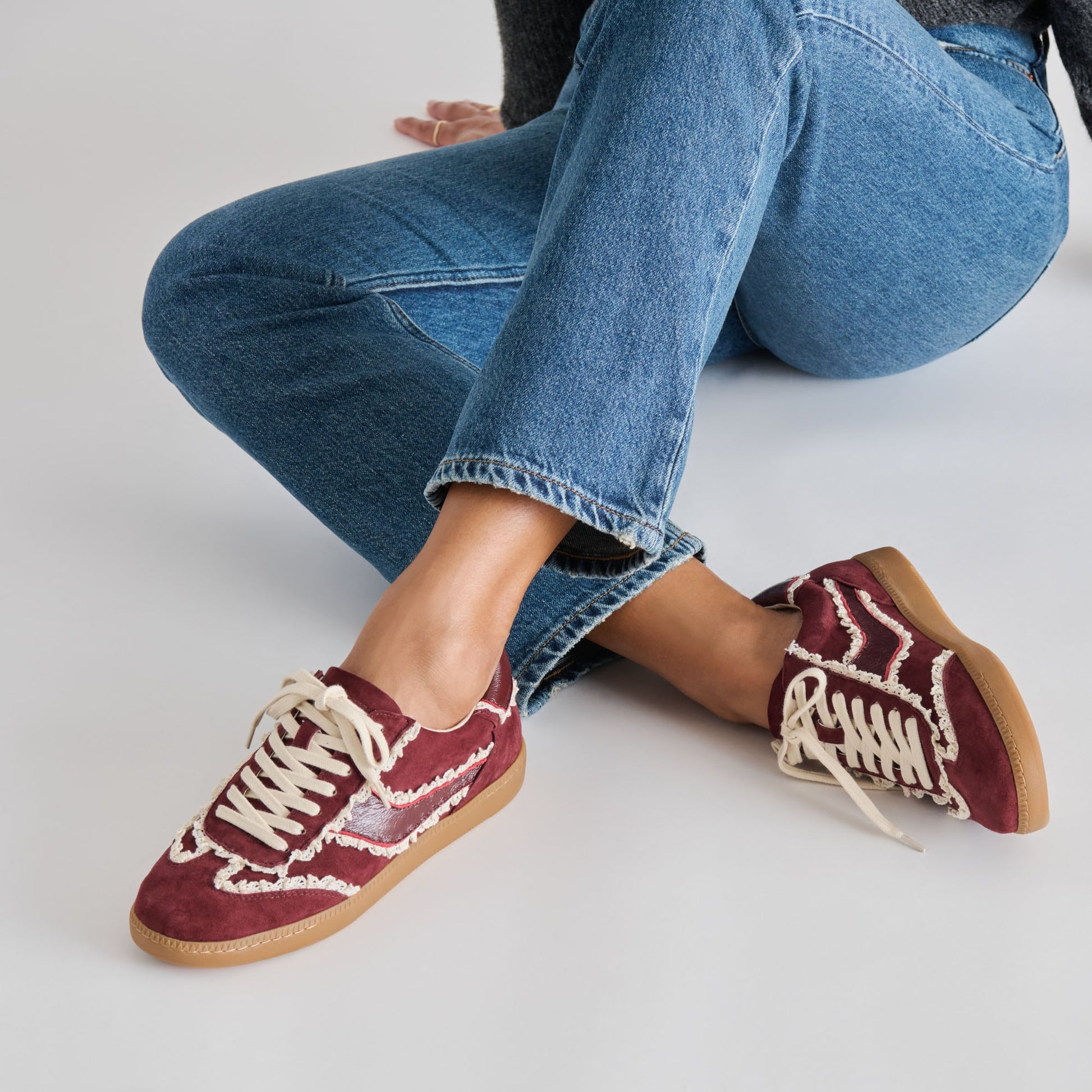 Notice Lace Oxblood Suede Sneakers