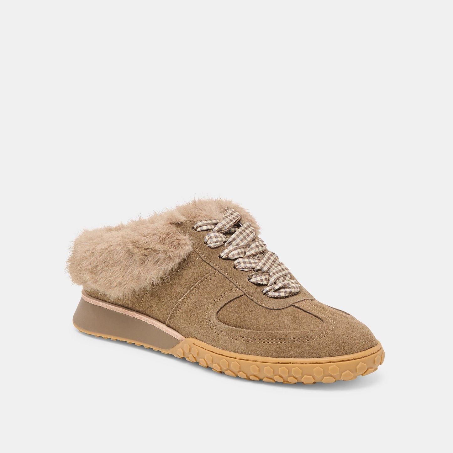 Izzey Plush Olive Suede Sneakers