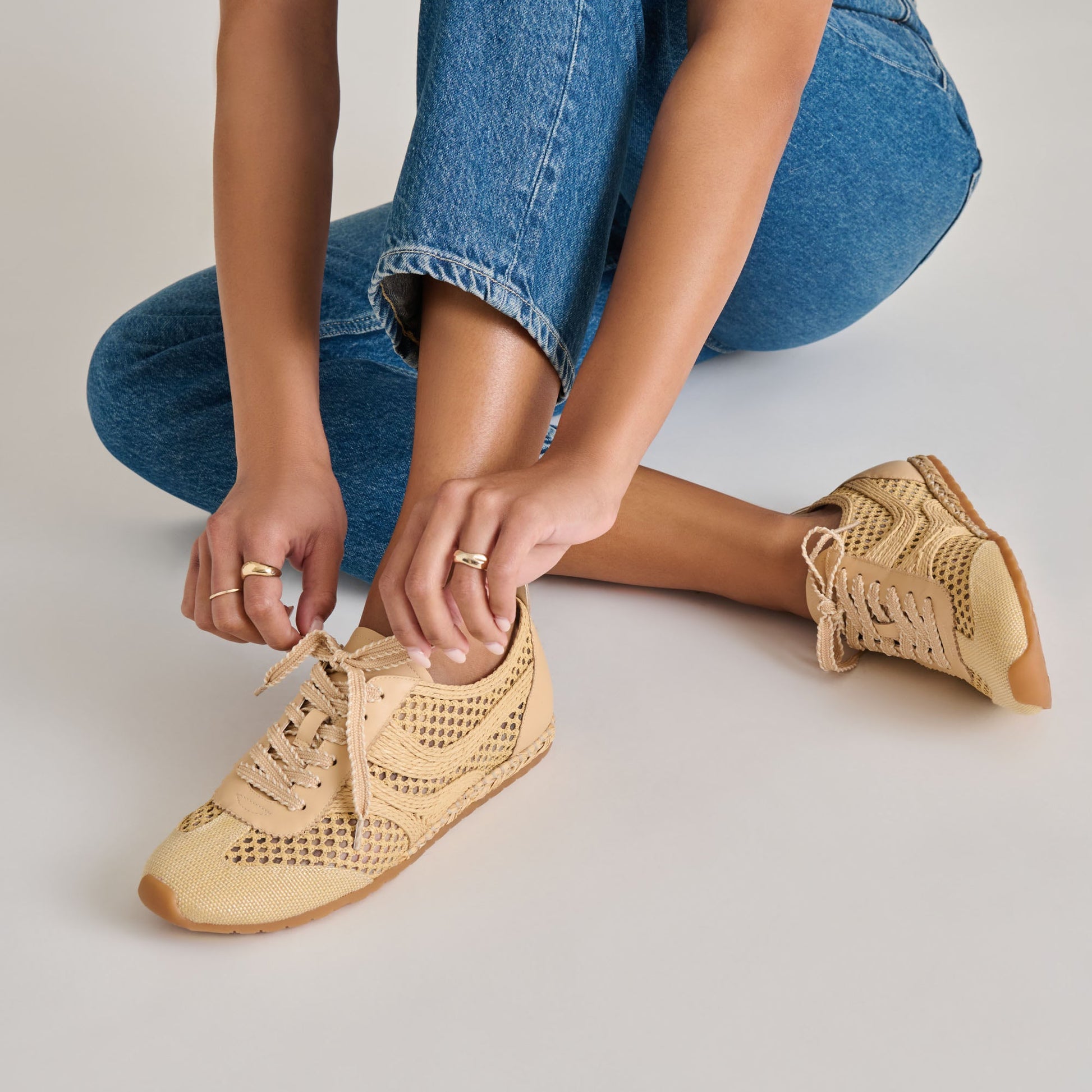Dream Lt Natural Woven Raffia Sneakers