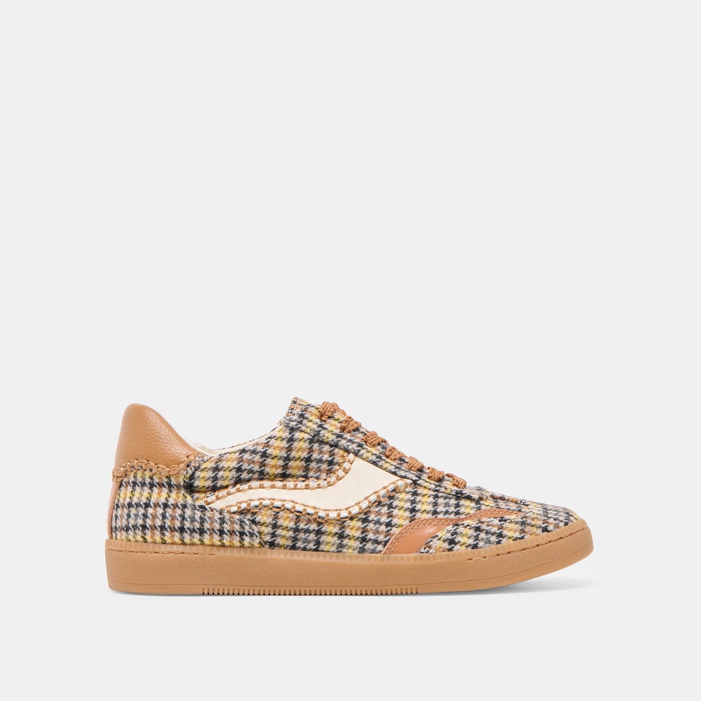 Notice Stitch Yellow Plaid Tweed Sneakers