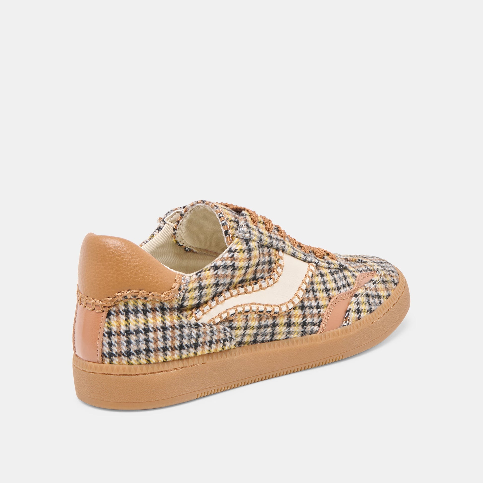 Notice Stitch Yellow Plaid Tweed Sneakers