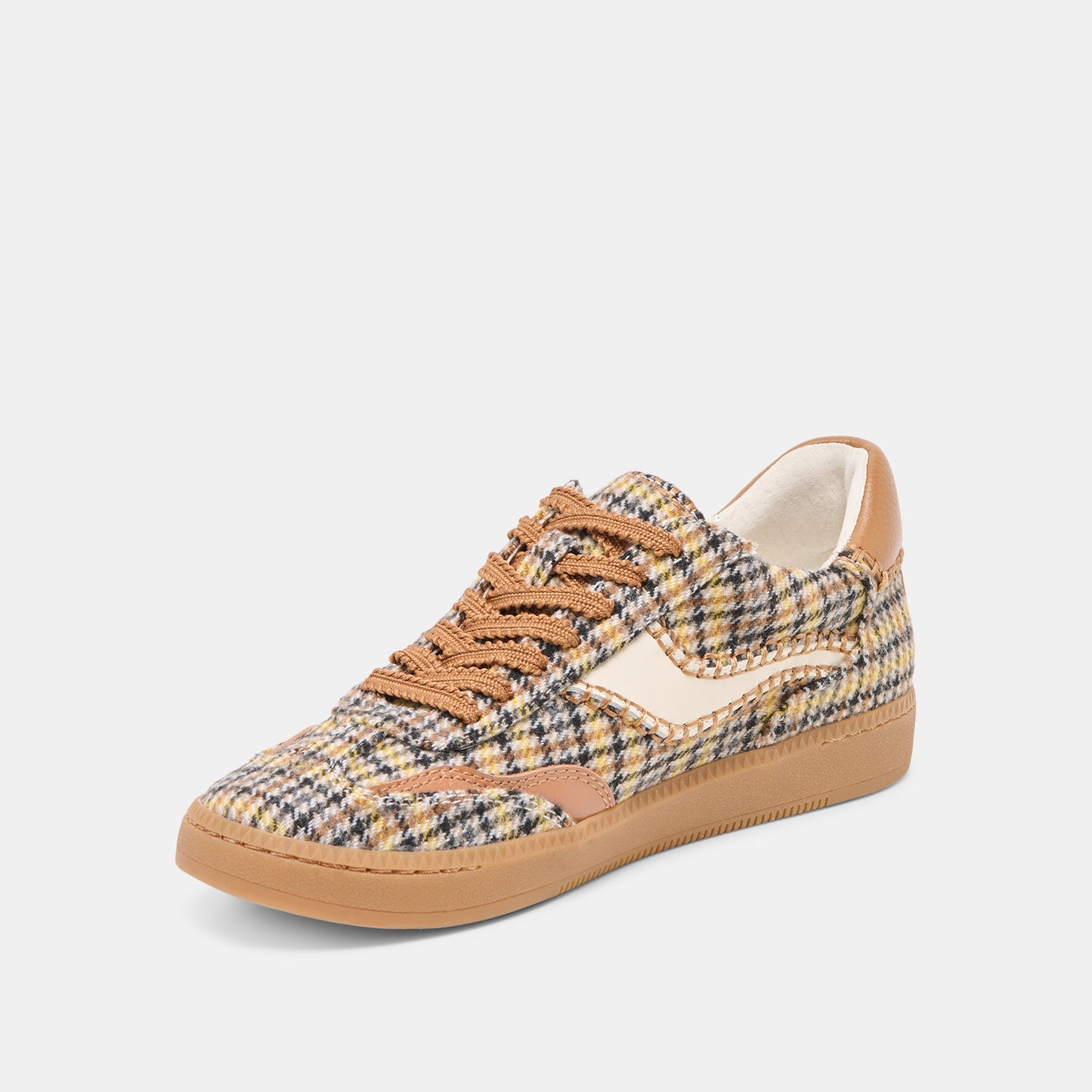 Notice Stitch Yellow Plaid Tweed Sneakers