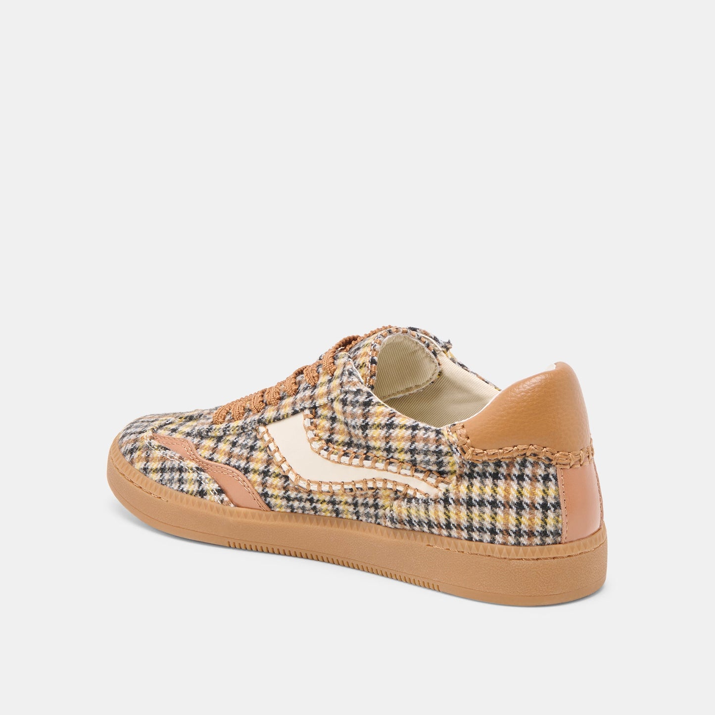 Notice Stitch Yellow Plaid Tweed Sneakers