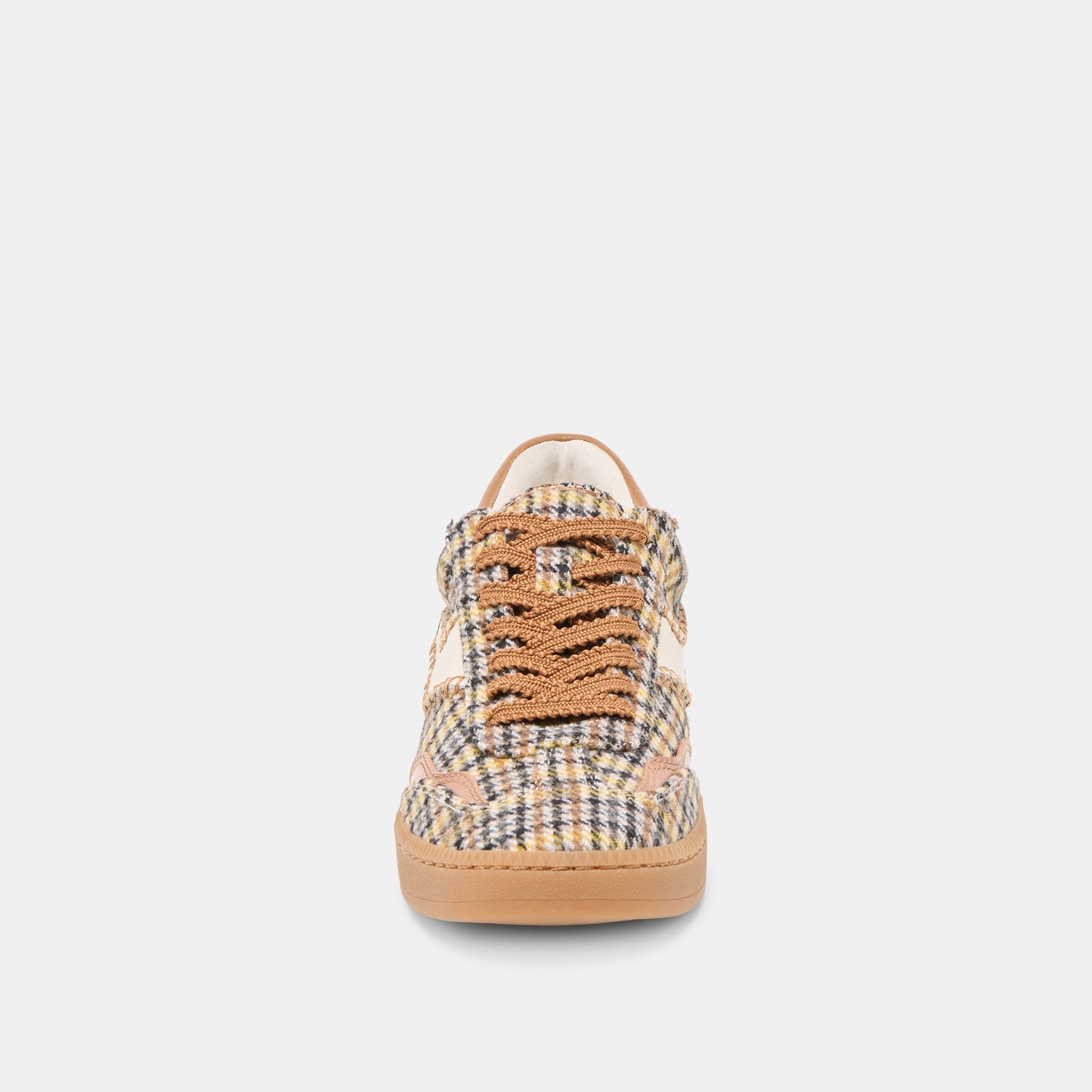 Notice Stitch Yellow Plaid Tweed Sneakers