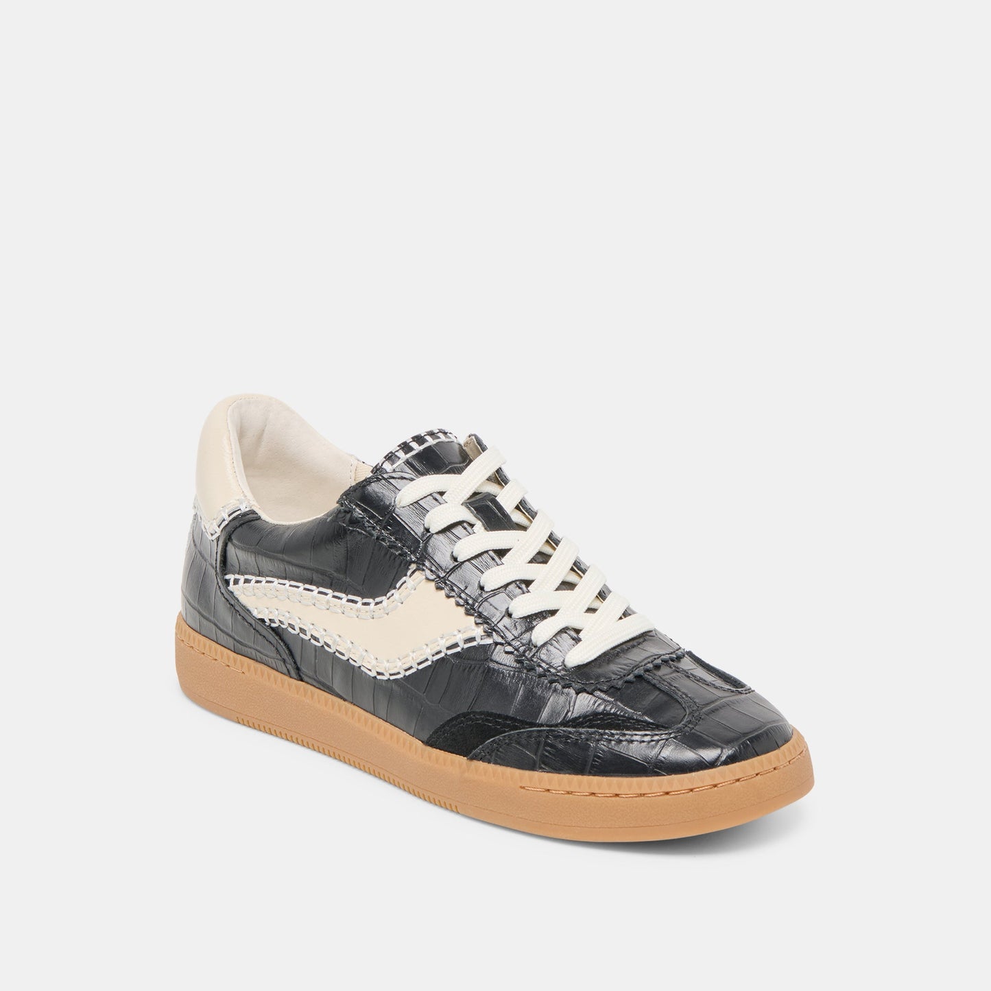 NOTICE STITCH SNEAKERS NOIR CROCO EMBOSSED LEATHER
 – Dolce Vita