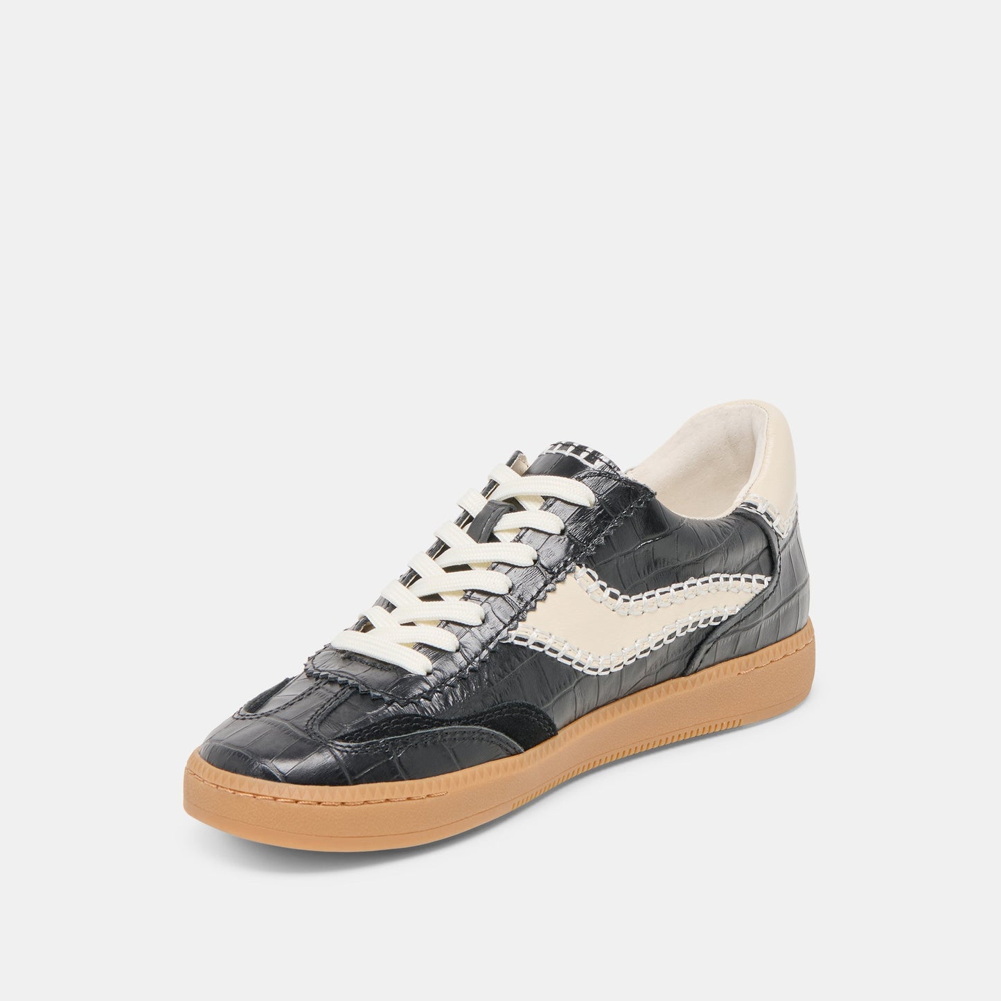 NOTICE STITCH SNEAKERS NOIR CROCO EMBOSSED LEATHER
 – Dolce Vita