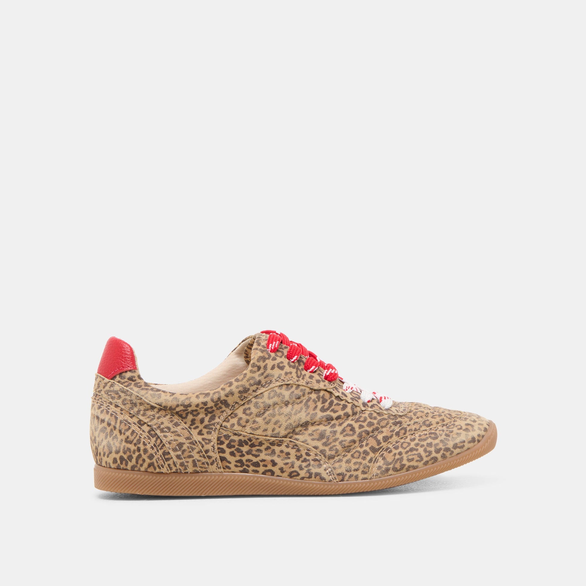 Laini Tan Leopard Printed Suede Sneakers