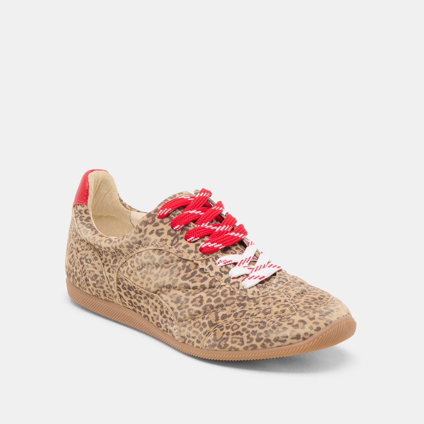 Laini Tan Leopard Printed Suede Sneakers