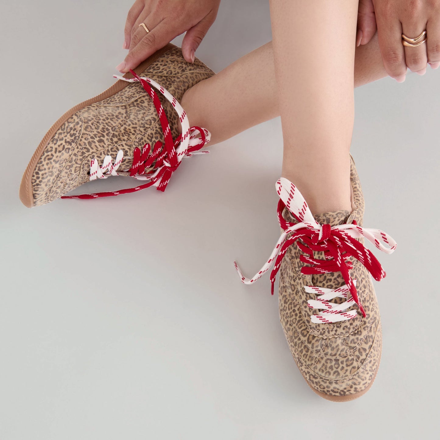 Laini Tan Leopard Printed Suede Sneakers