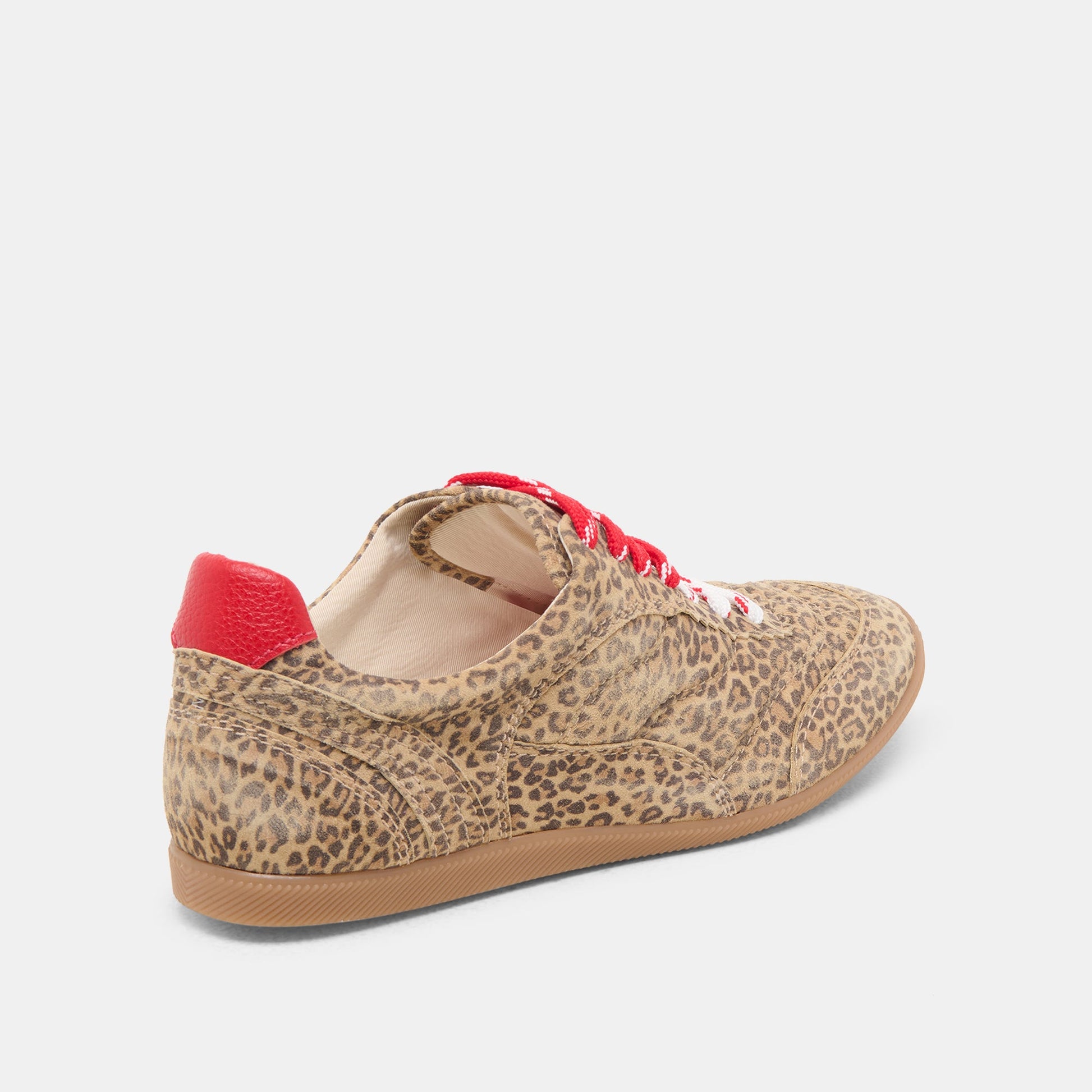 Laini Tan Leopard Printed Suede Sneakers