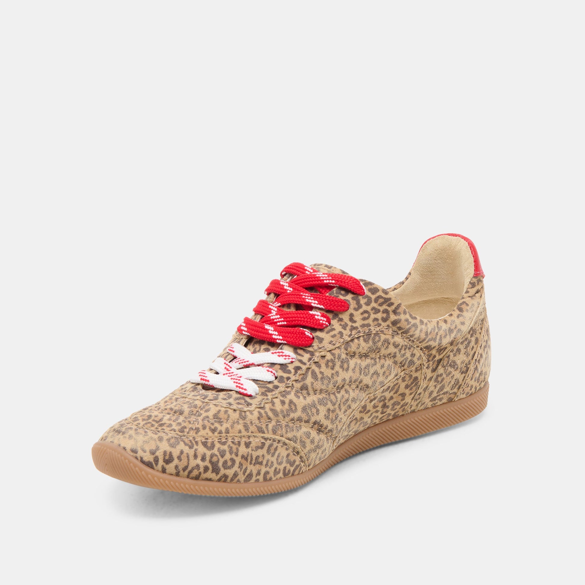 Laini Tan Leopard Printed Suede Sneakers