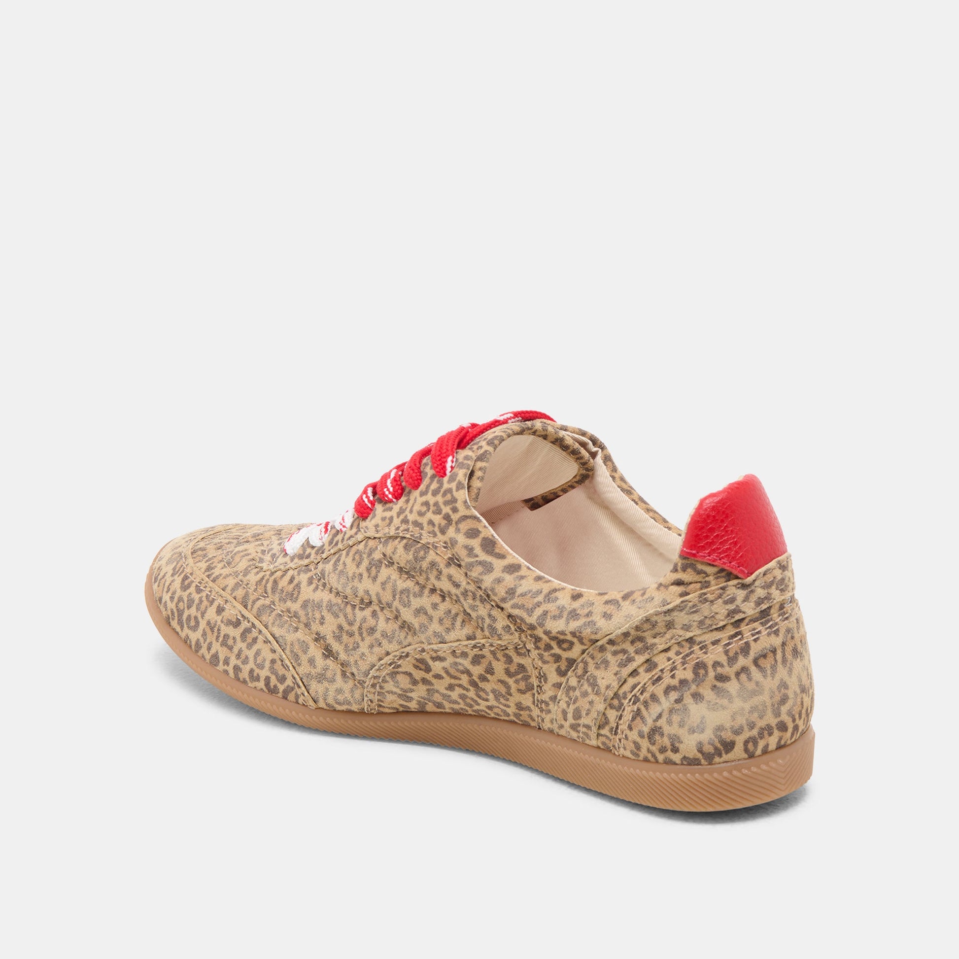 Laini Tan Leopard Printed Suede Sneakers