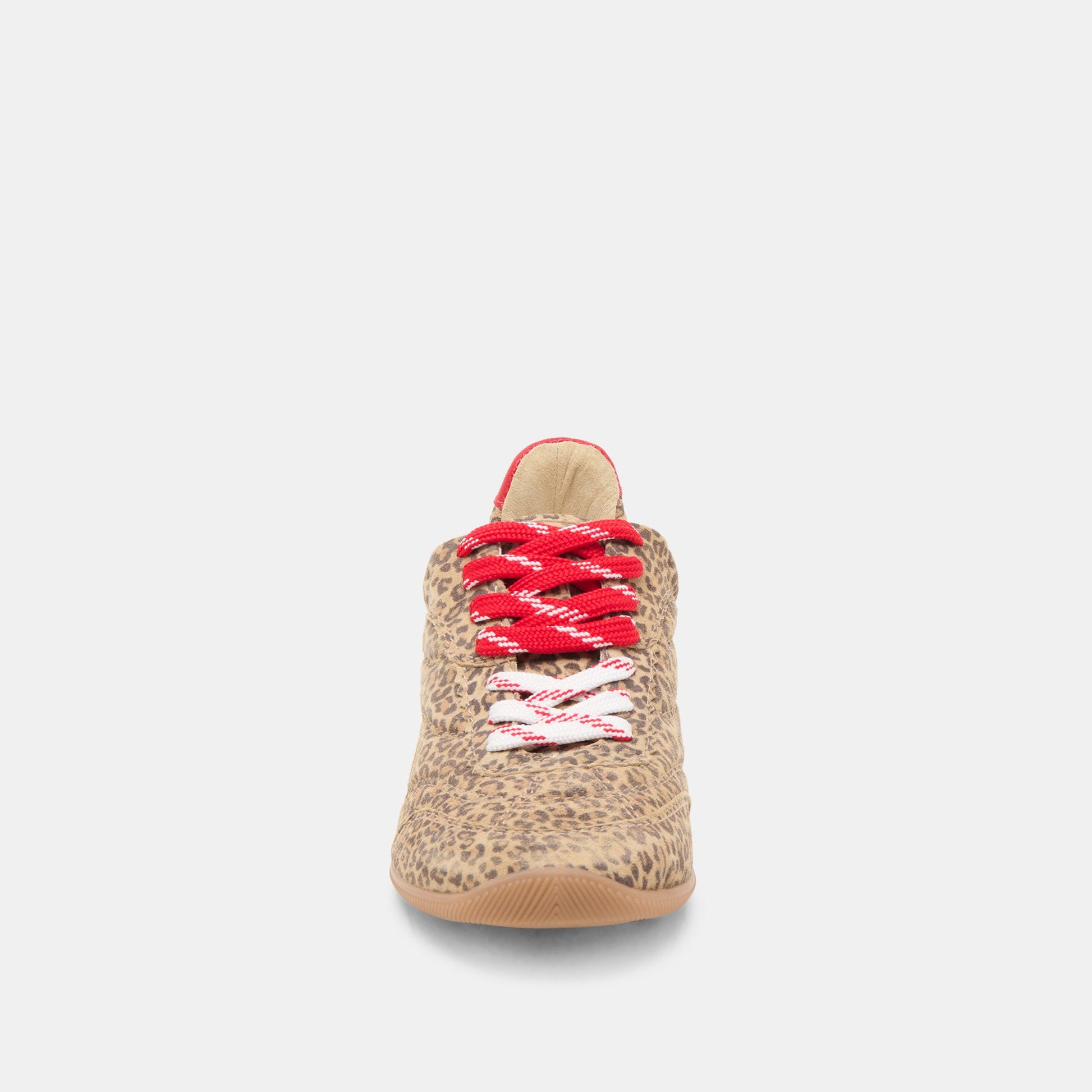 Laini Tan Leopard Printed Suede Sneakers