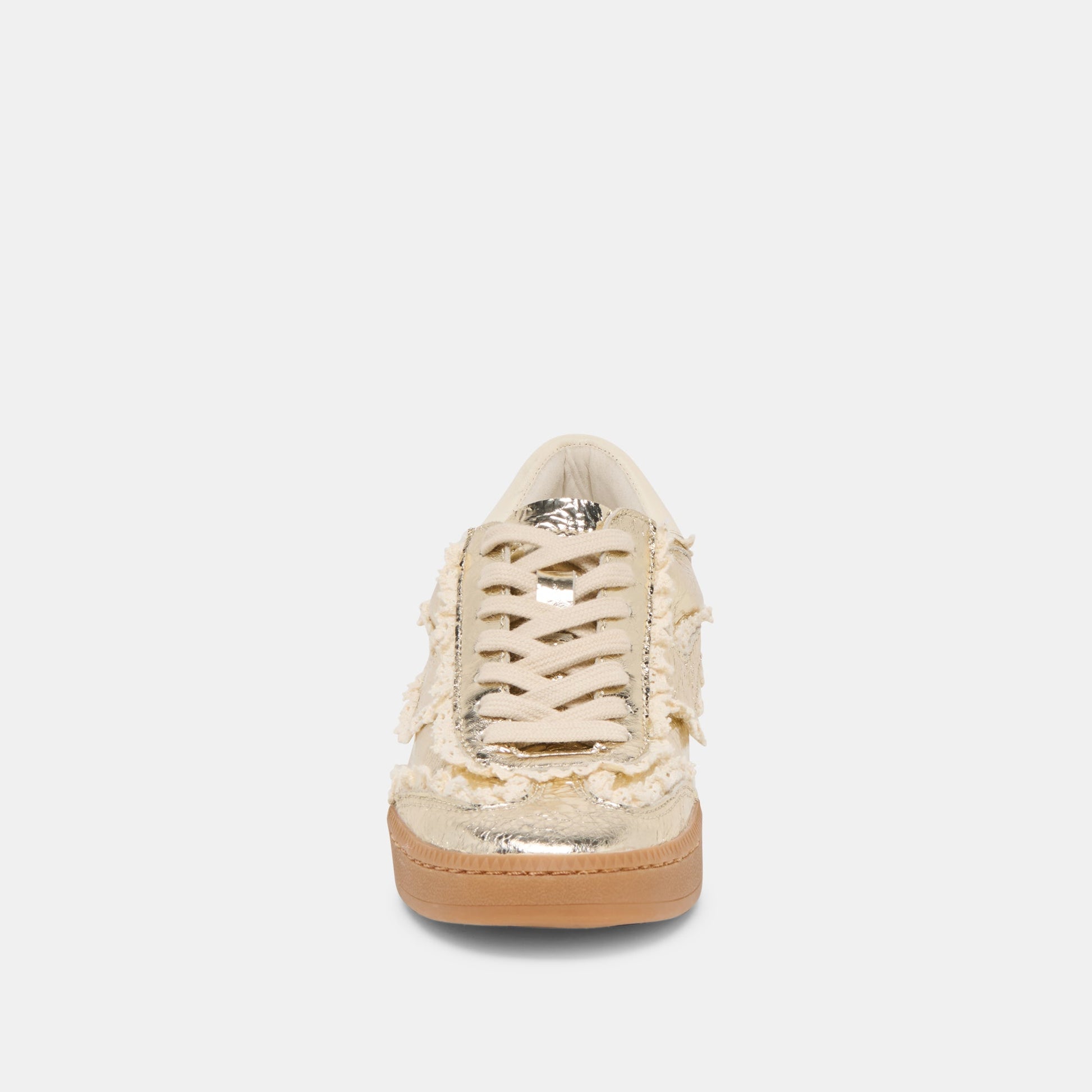 Notice Lace Platinum Distressed Leather Sneakers