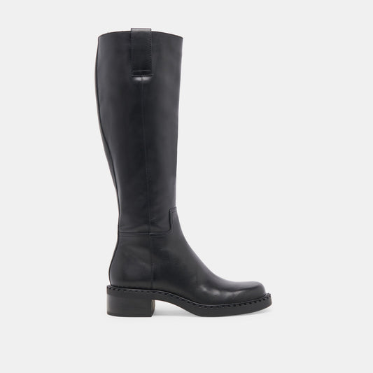 Glory H2O Waterproof Black Leather Wide Calf Boots