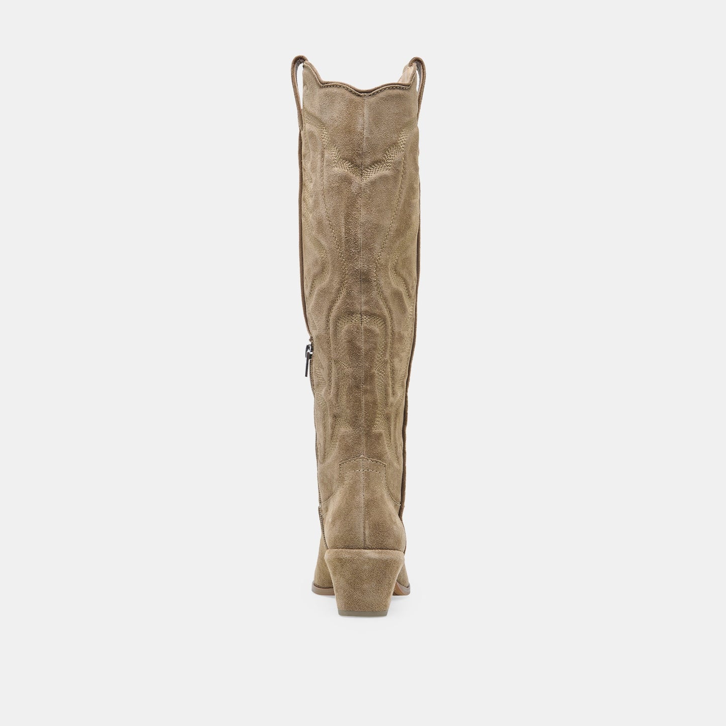 LUNI Taupe Suede Knee-High Pointed Toe Western Boots