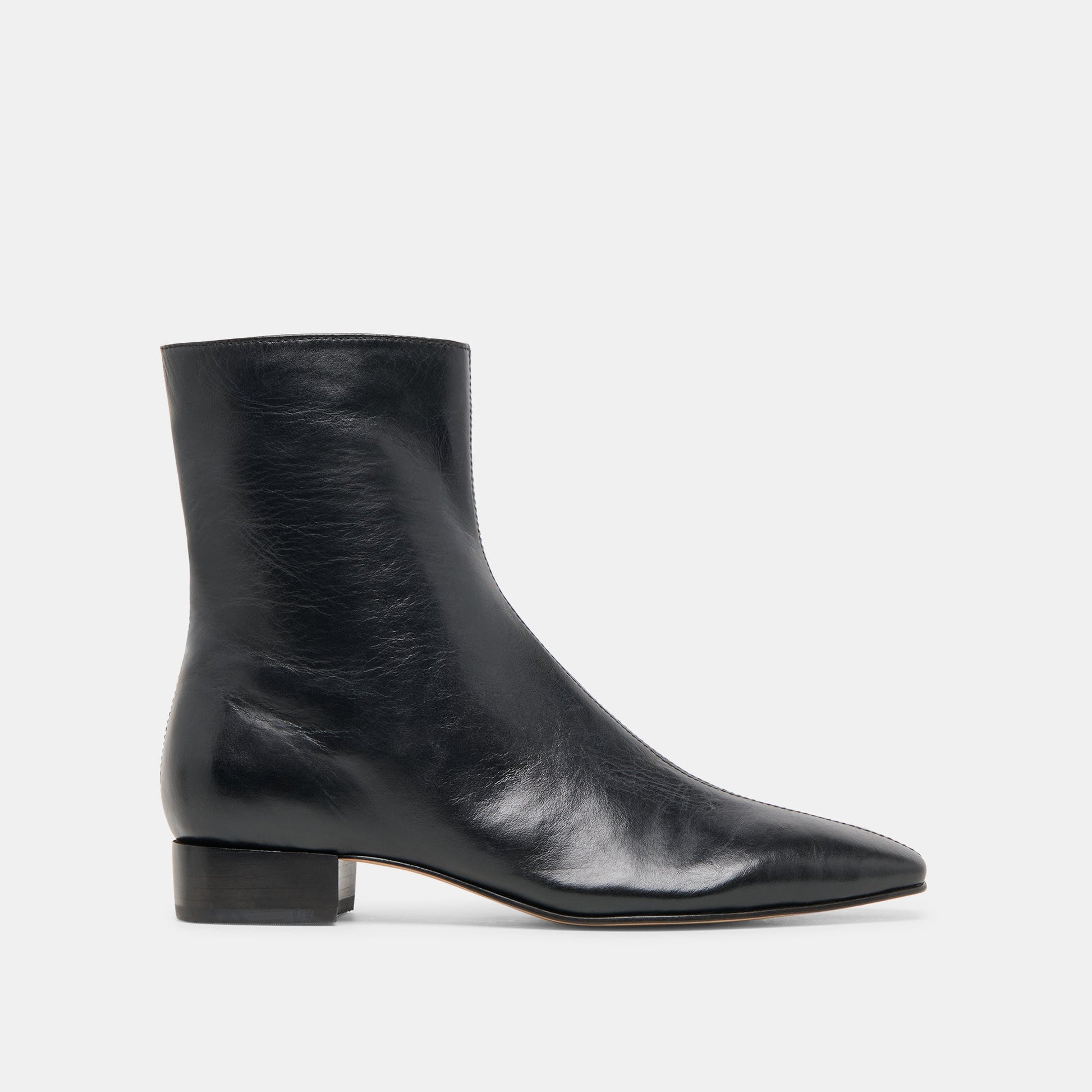 Tarine Black Leather Booties