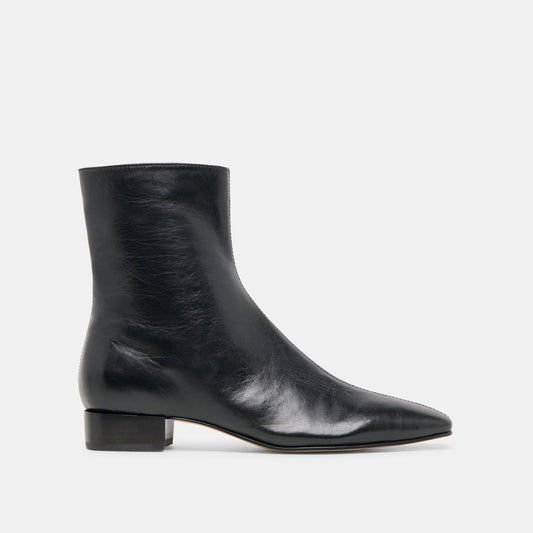 Tarine Black Leather Booties
