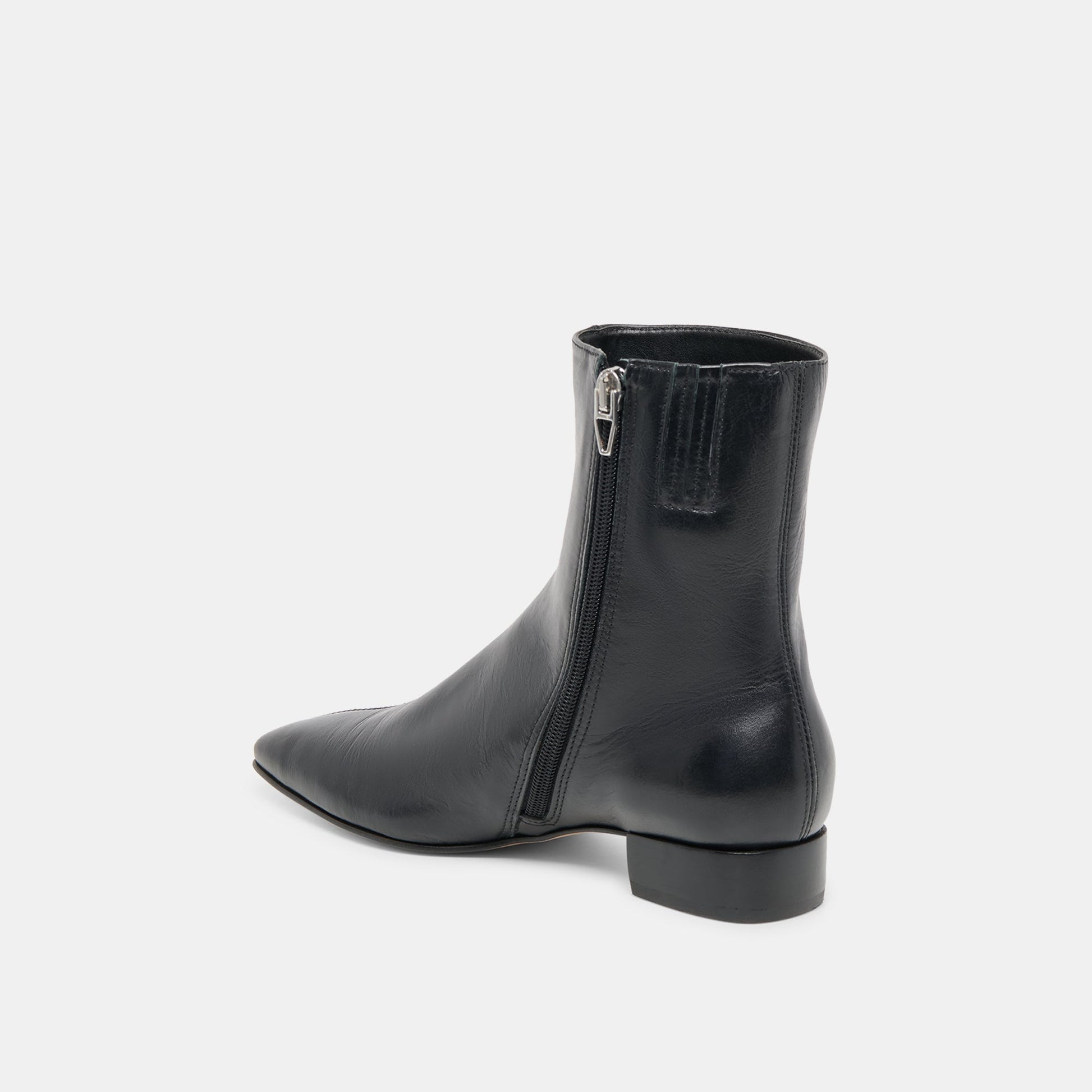Tarine Black Leather Booties
