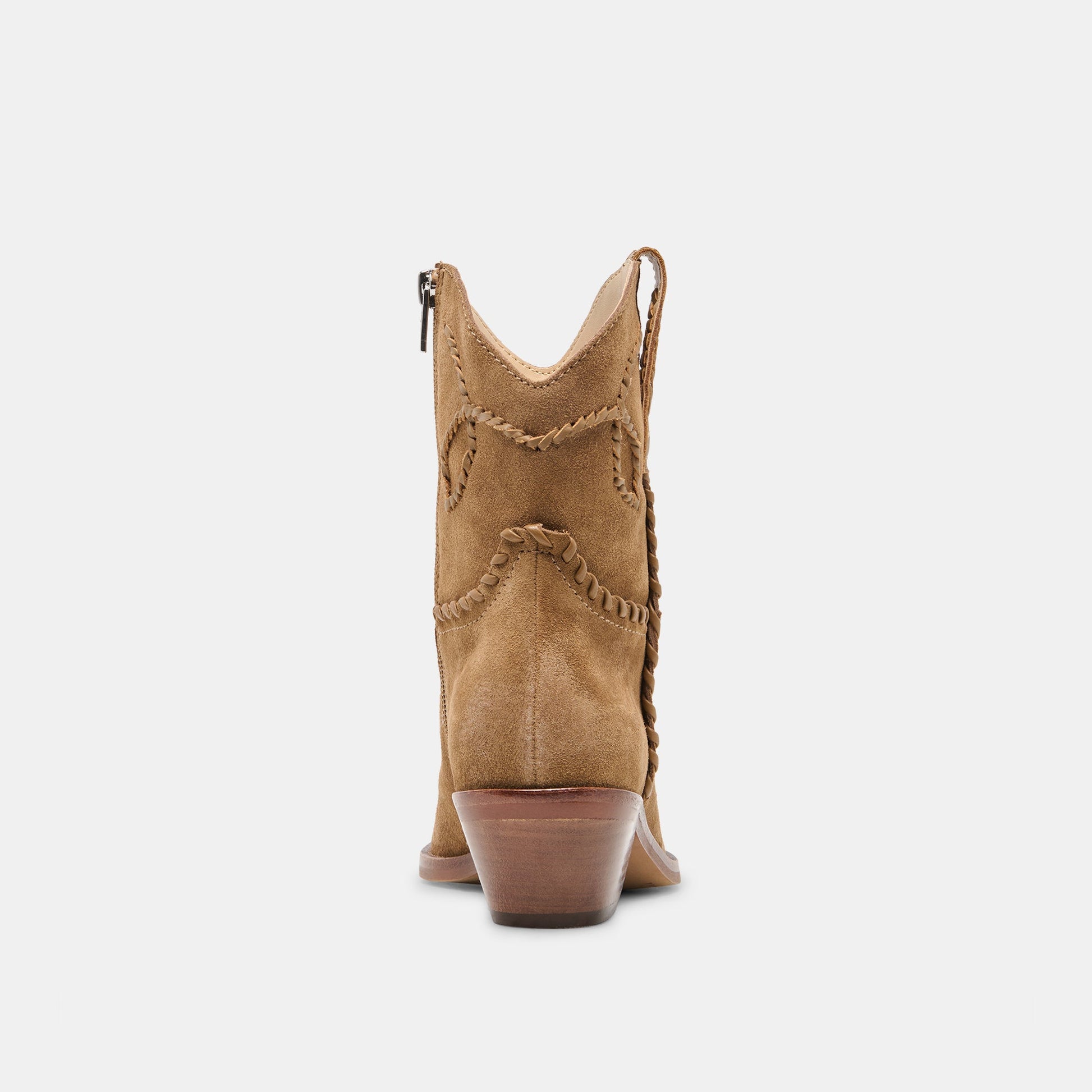 RUDO Lt Brown Suede Western Pointed-Toe Ankle Boots