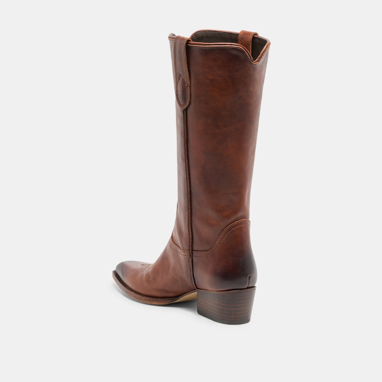 VIGLA Chestnut Leather Pointed-Toe Western Boots