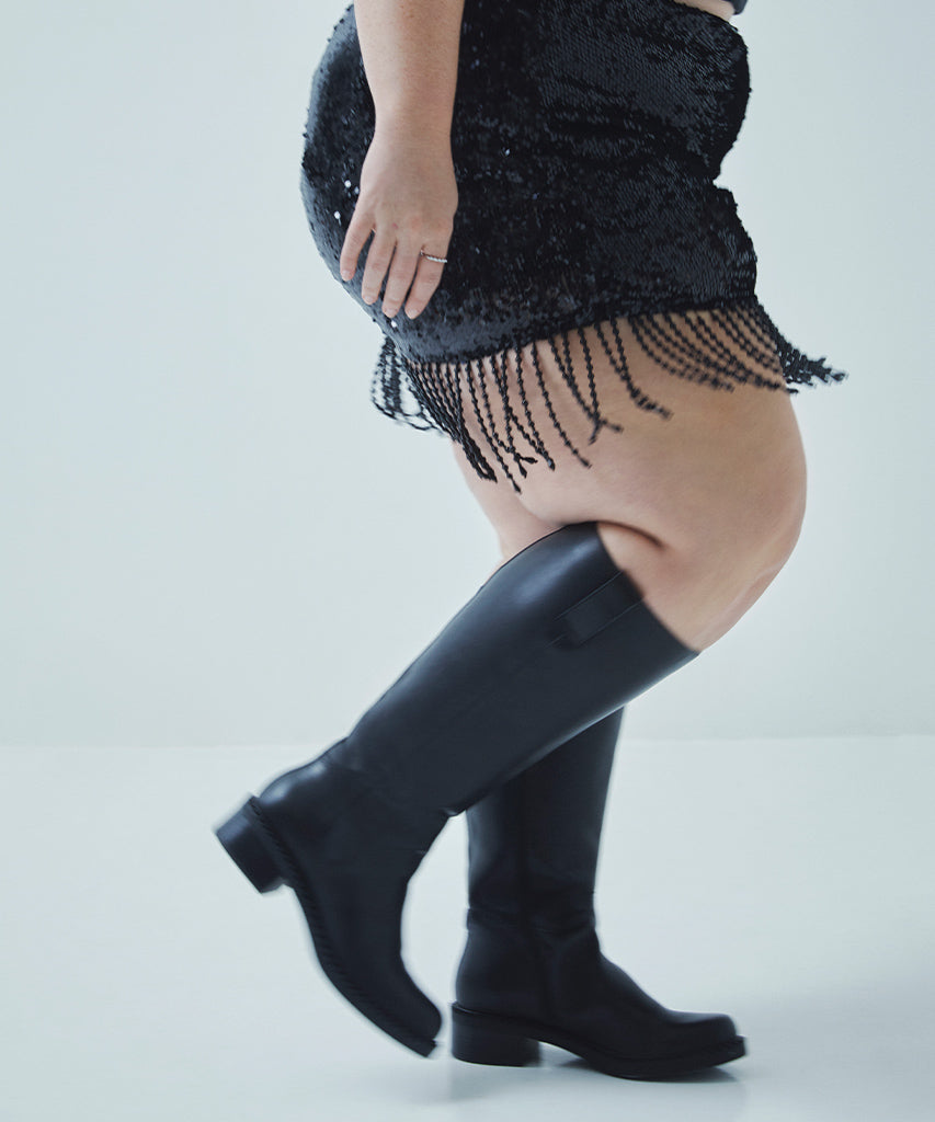 Glory H2O Waterproof Black Leather Extra Wide Calf Boots