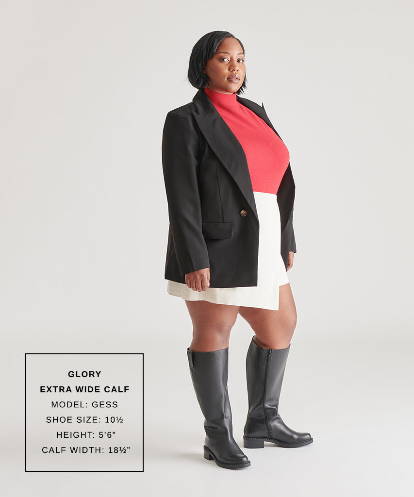 Glory H2O Waterproof Black Leather Extra Wide Calf Boots