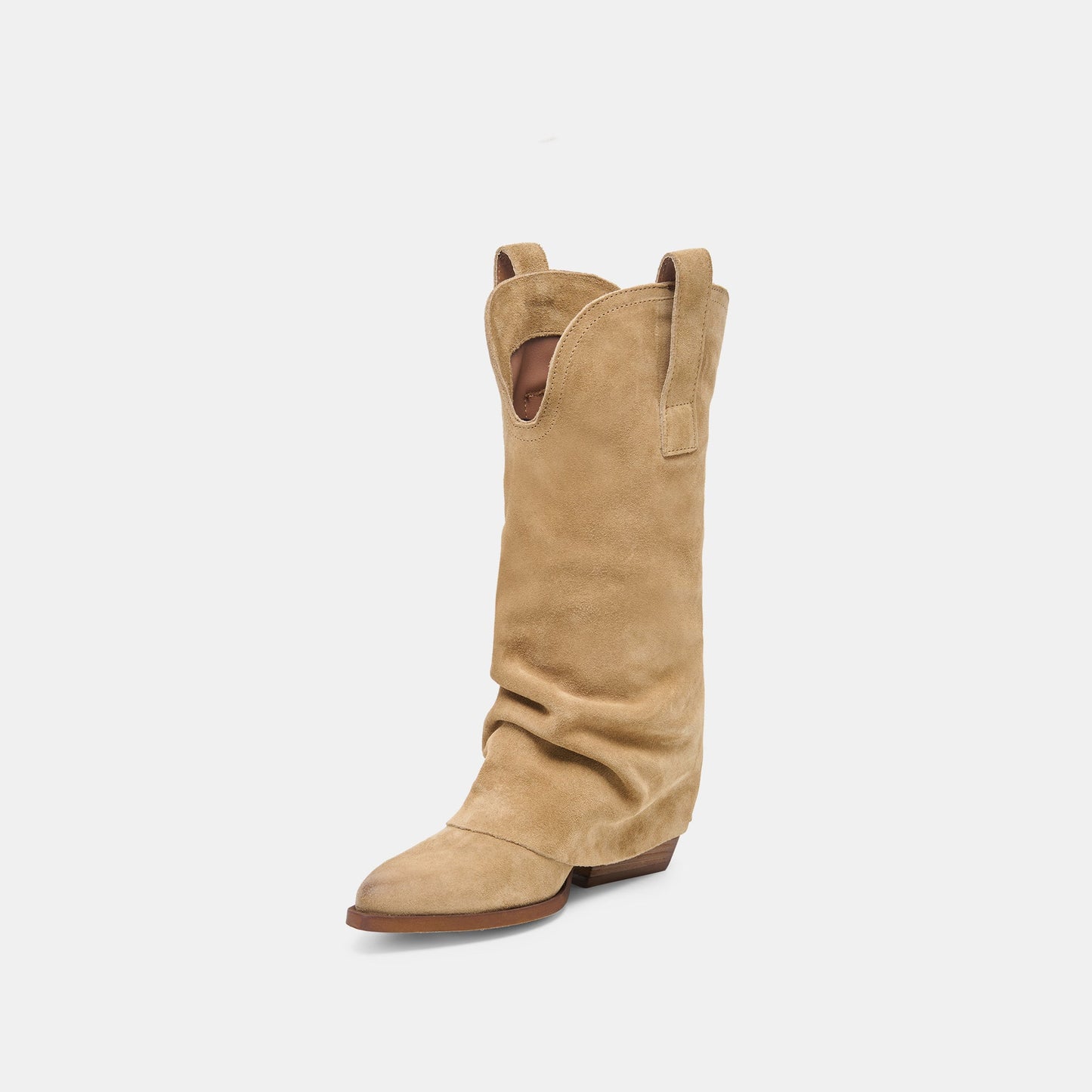 ROGUE Camel Suede Mid-Calf Western Slouch Boots