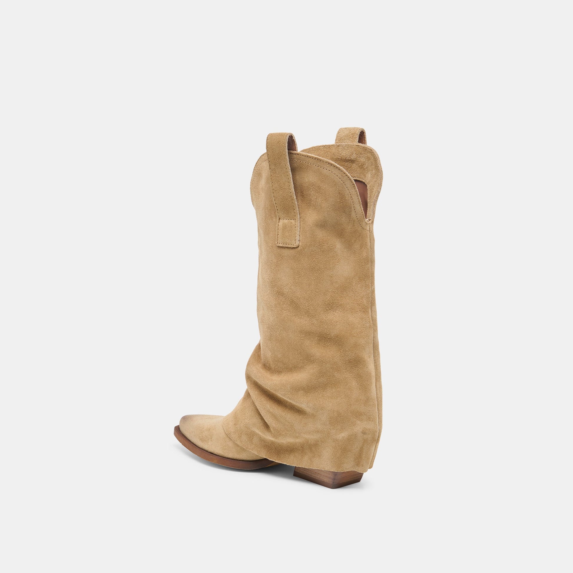 ROGUE Camel Suede Mid-Calf Western Slouch Boots