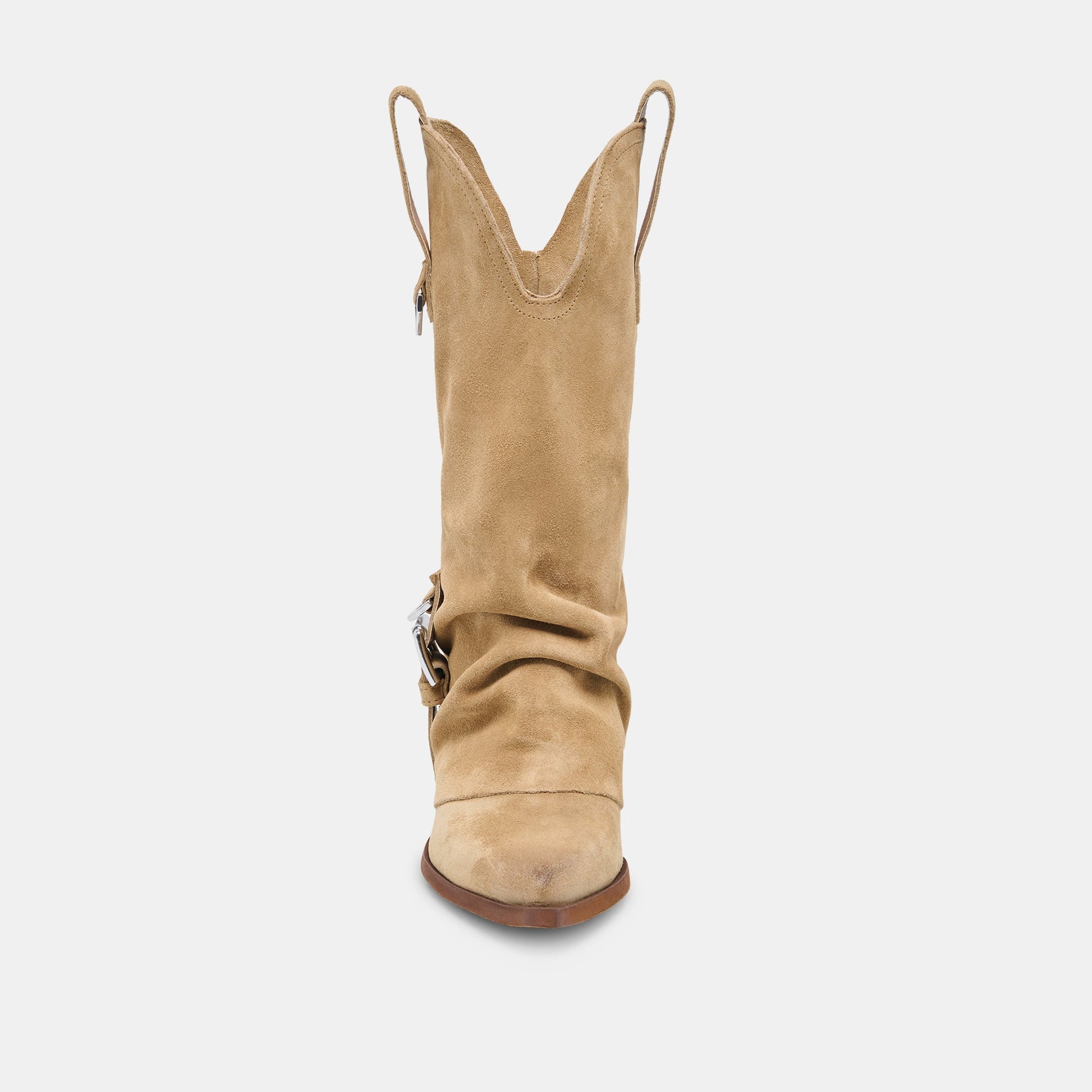 ROGUE Camel Suede Mid-Calf Western Slouch Boots