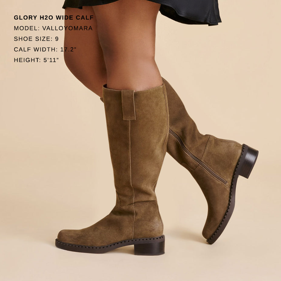 Glory H2O Waterproof Olive Suede Wide Calf Boots