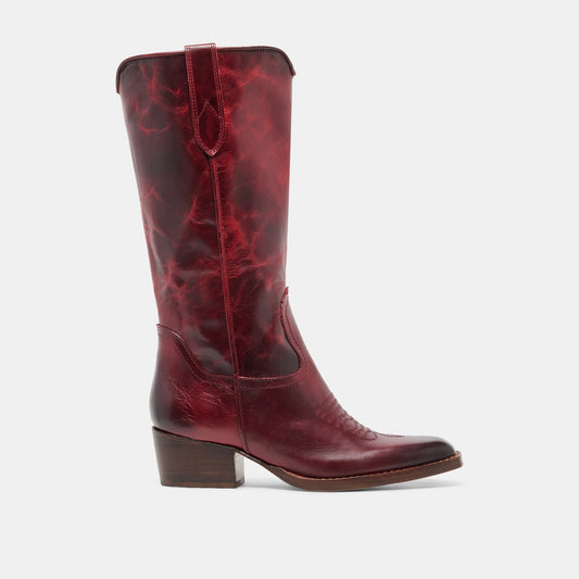 VIGLA Garnet Leather Pointed-Toe Western Boots