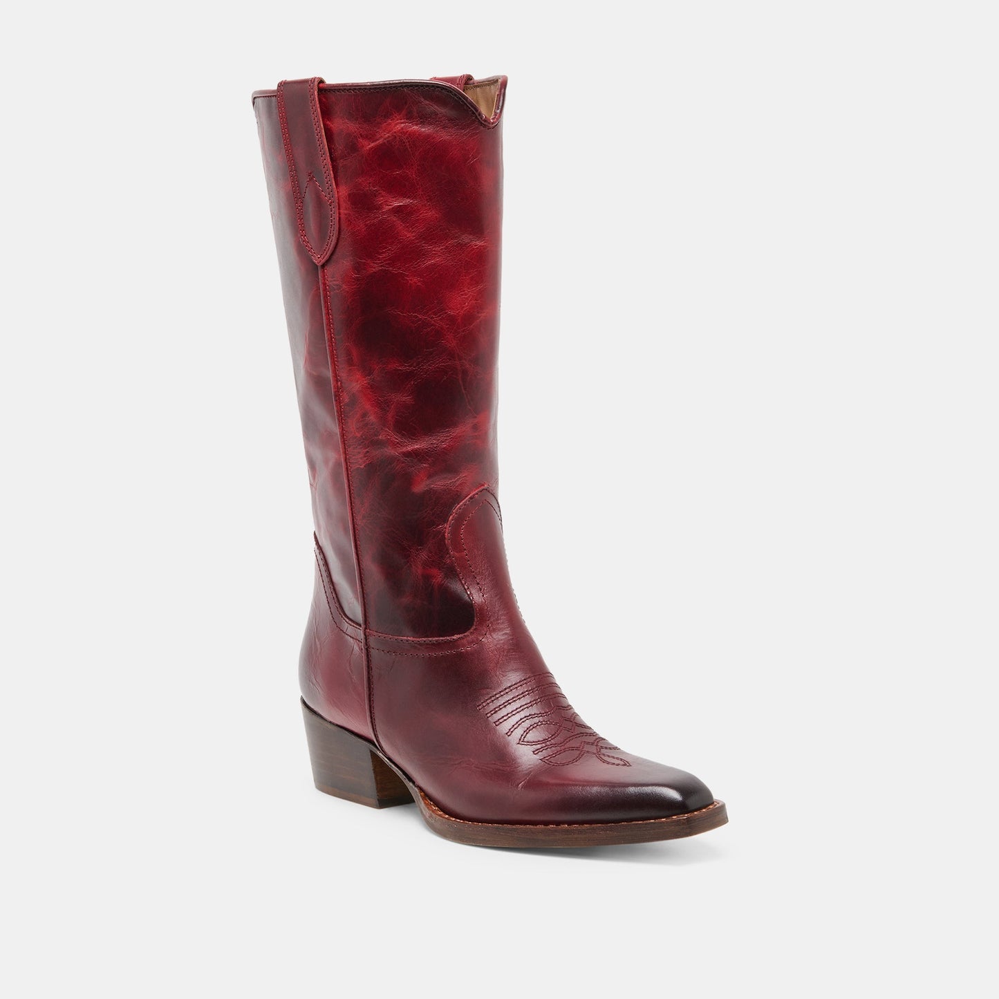 VIGLA Garnet Leather Pointed-Toe Western Boots