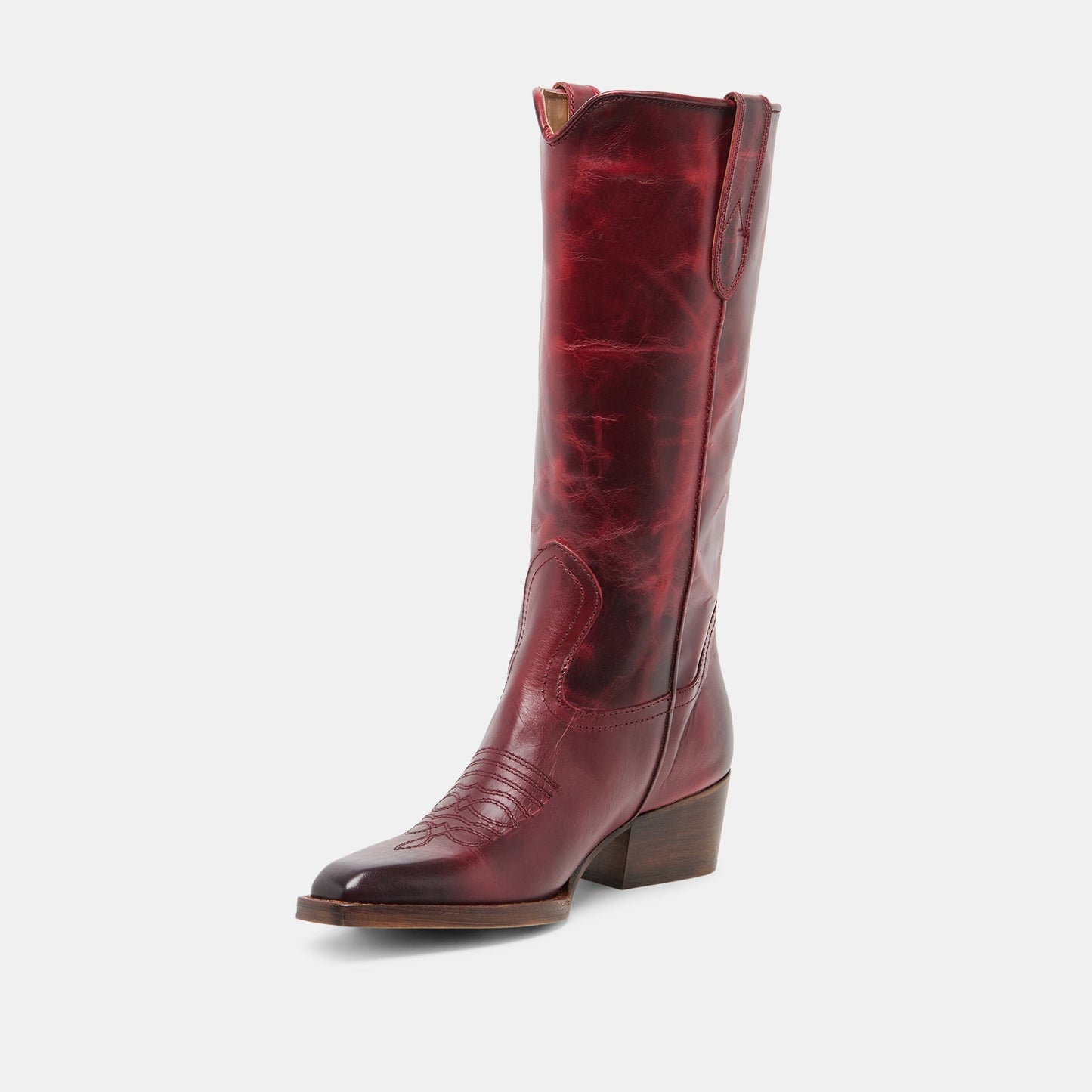 VIGLA Garnet Leather Pointed-Toe Western Boots