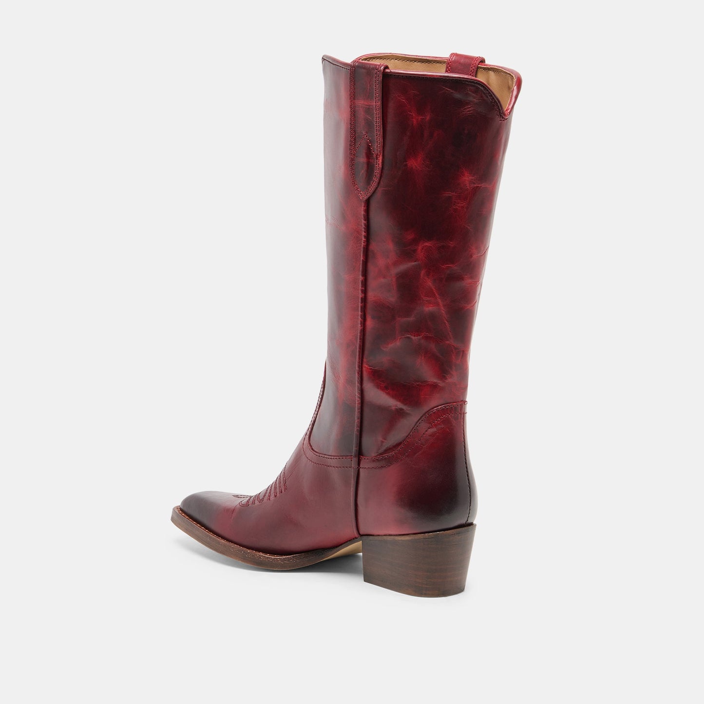 VIGLA Garnet Leather Pointed-Toe Western Boots
