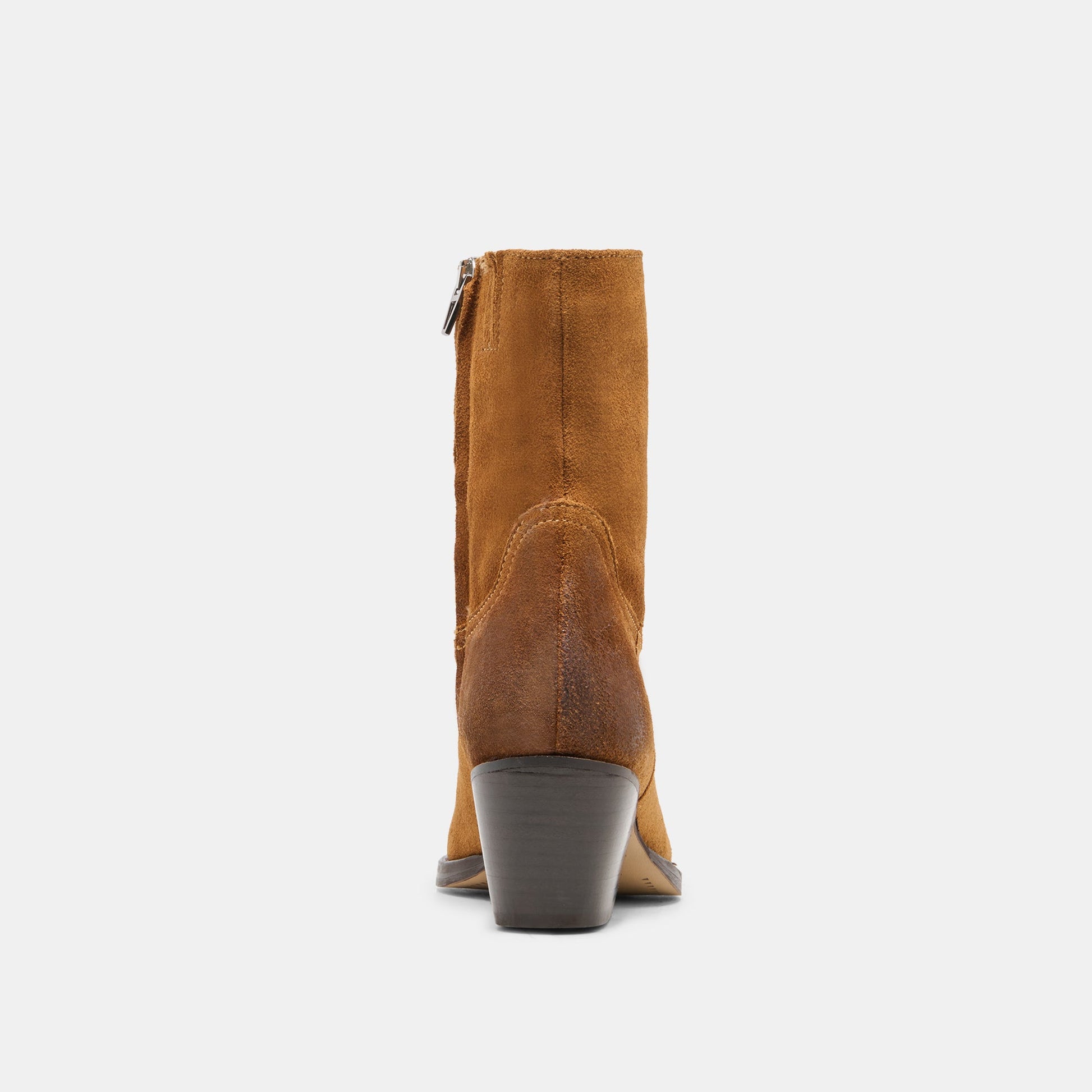KLYDE Cognac Suede Block Heel Ankle Boots