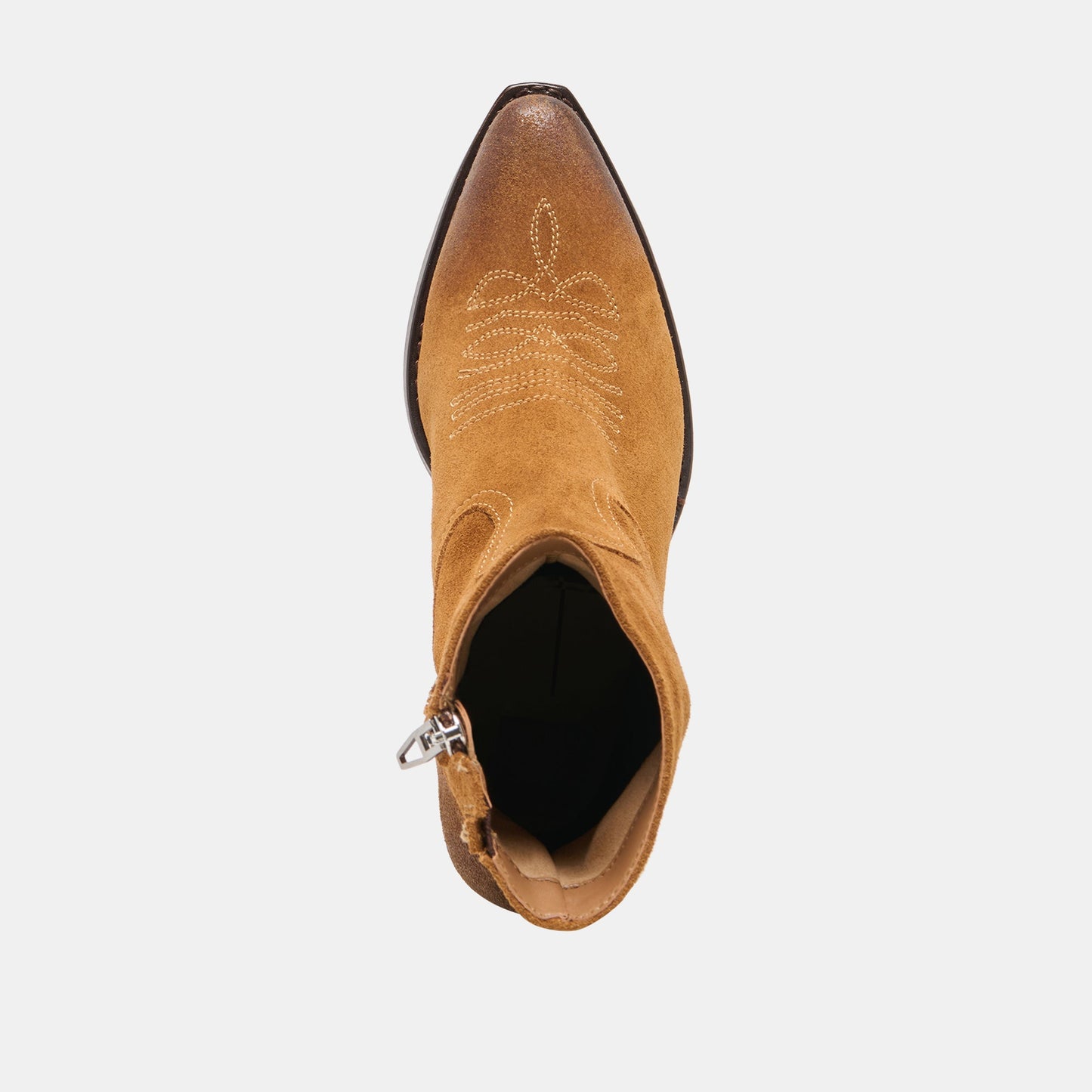 KLYDE Cognac Suede Block Heel Ankle Boots