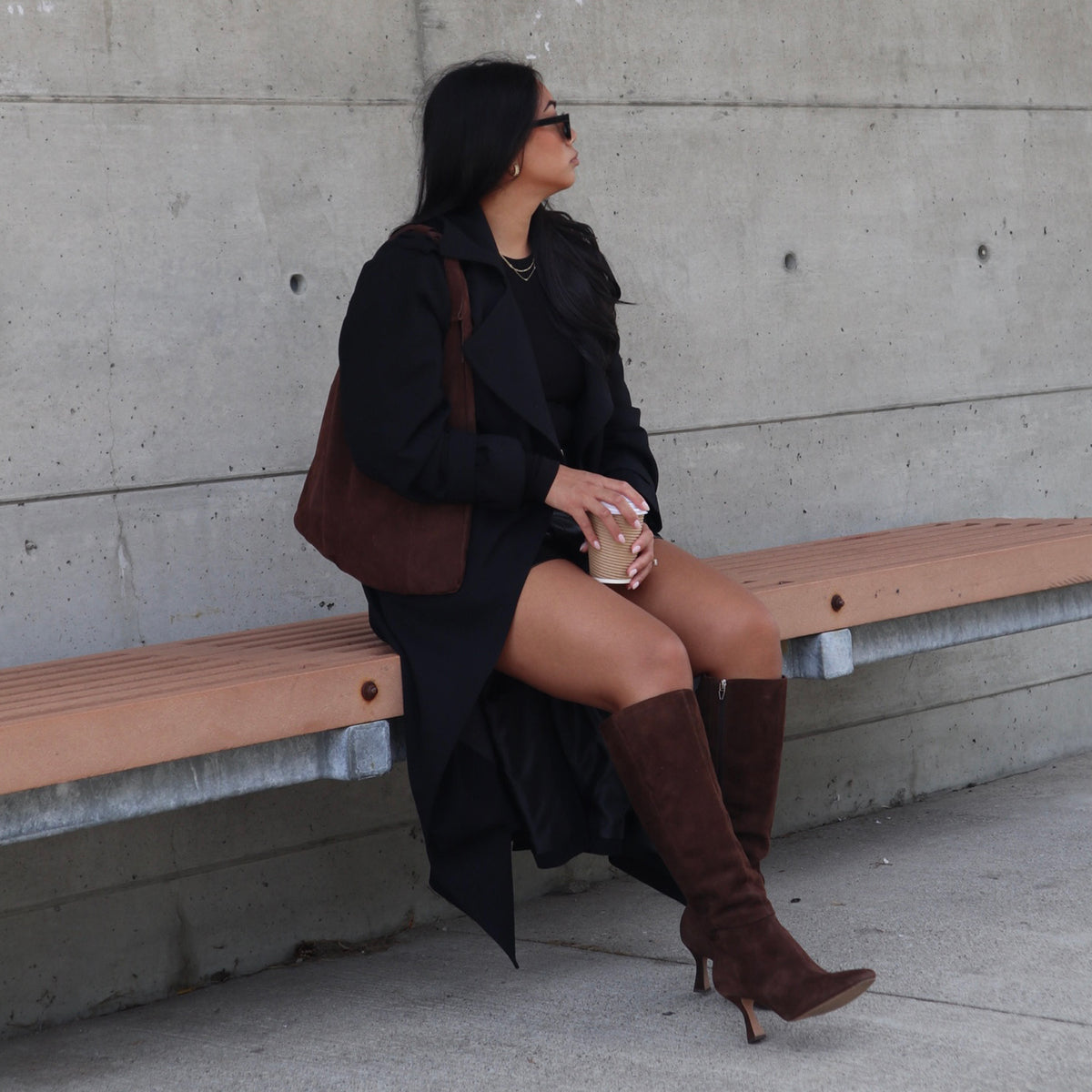GYRA WIDE CALF BOOTS DK BROWN SUEDE
 – Dolce Vita