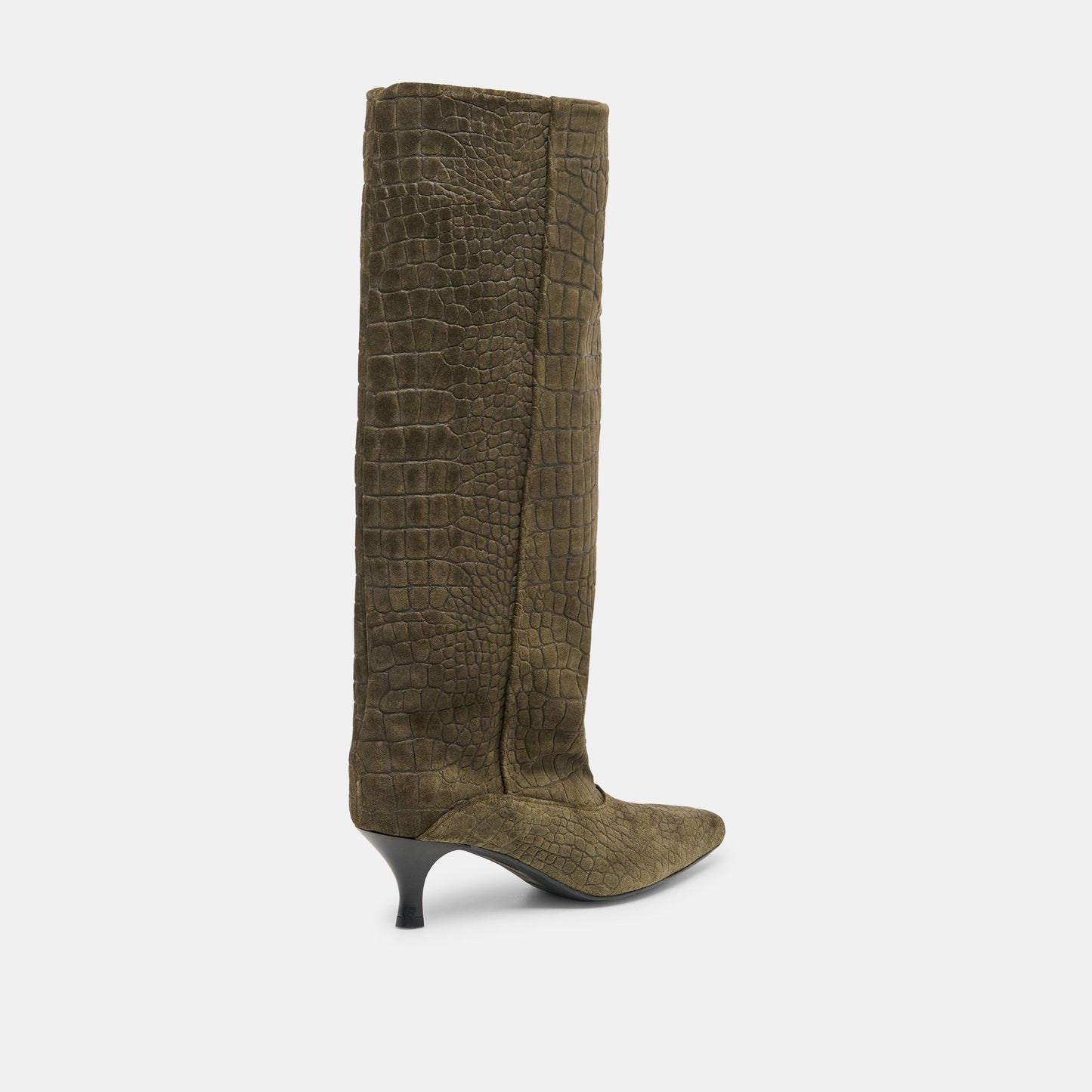 Roxla Olive Croco Embossed Leather Boots