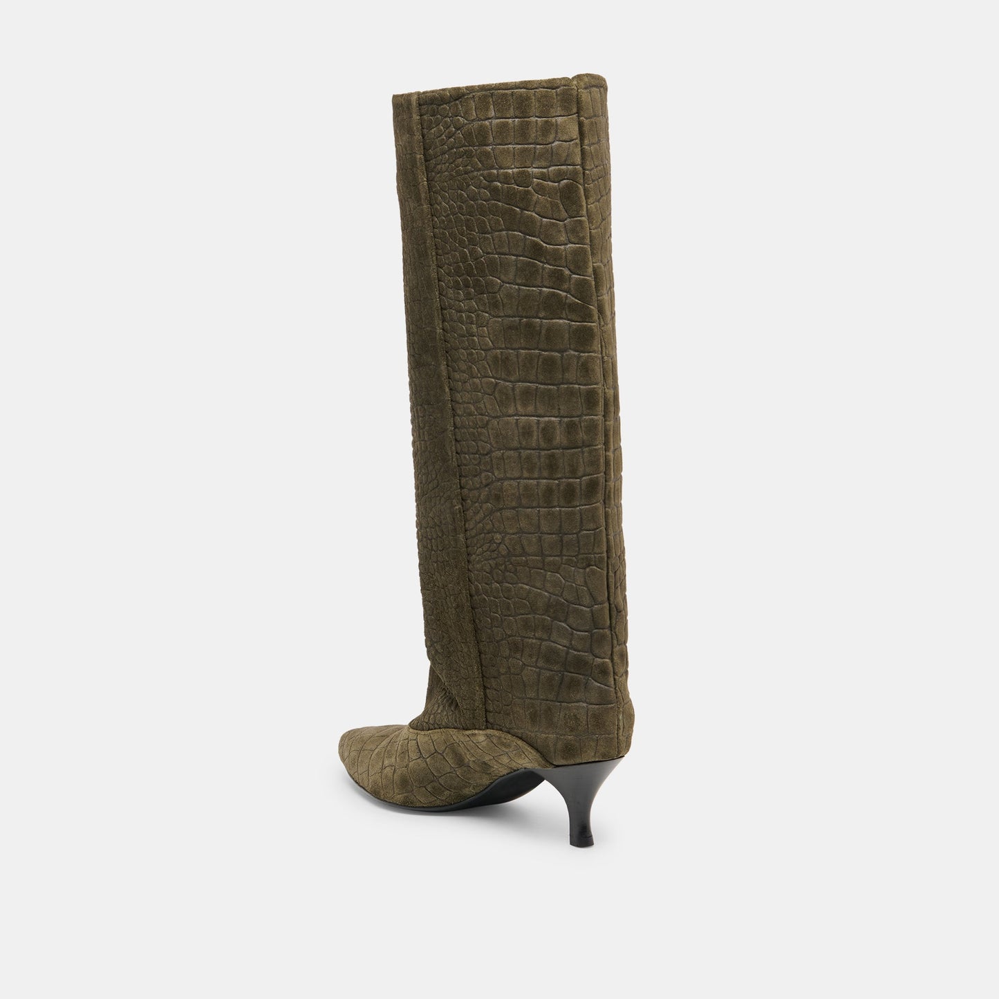 Roxla Olive Croco Embossed Leather Boots