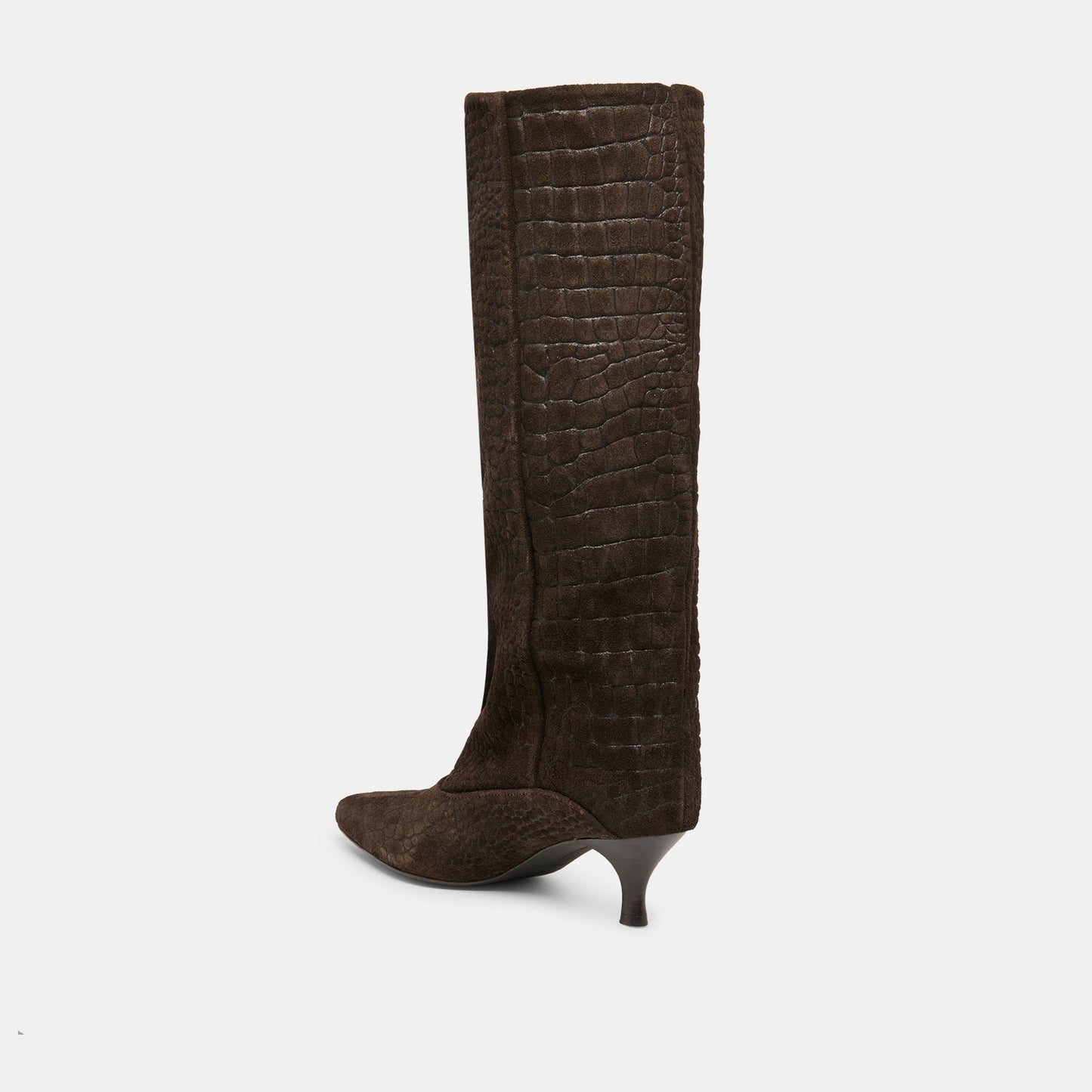 Roxla Dk Chocolate Croco Embossed Leather Boots