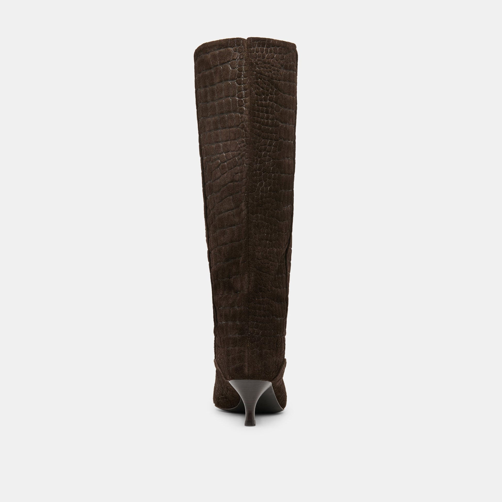 Roxla Dk Chocolate Croco Embossed Leather Boots