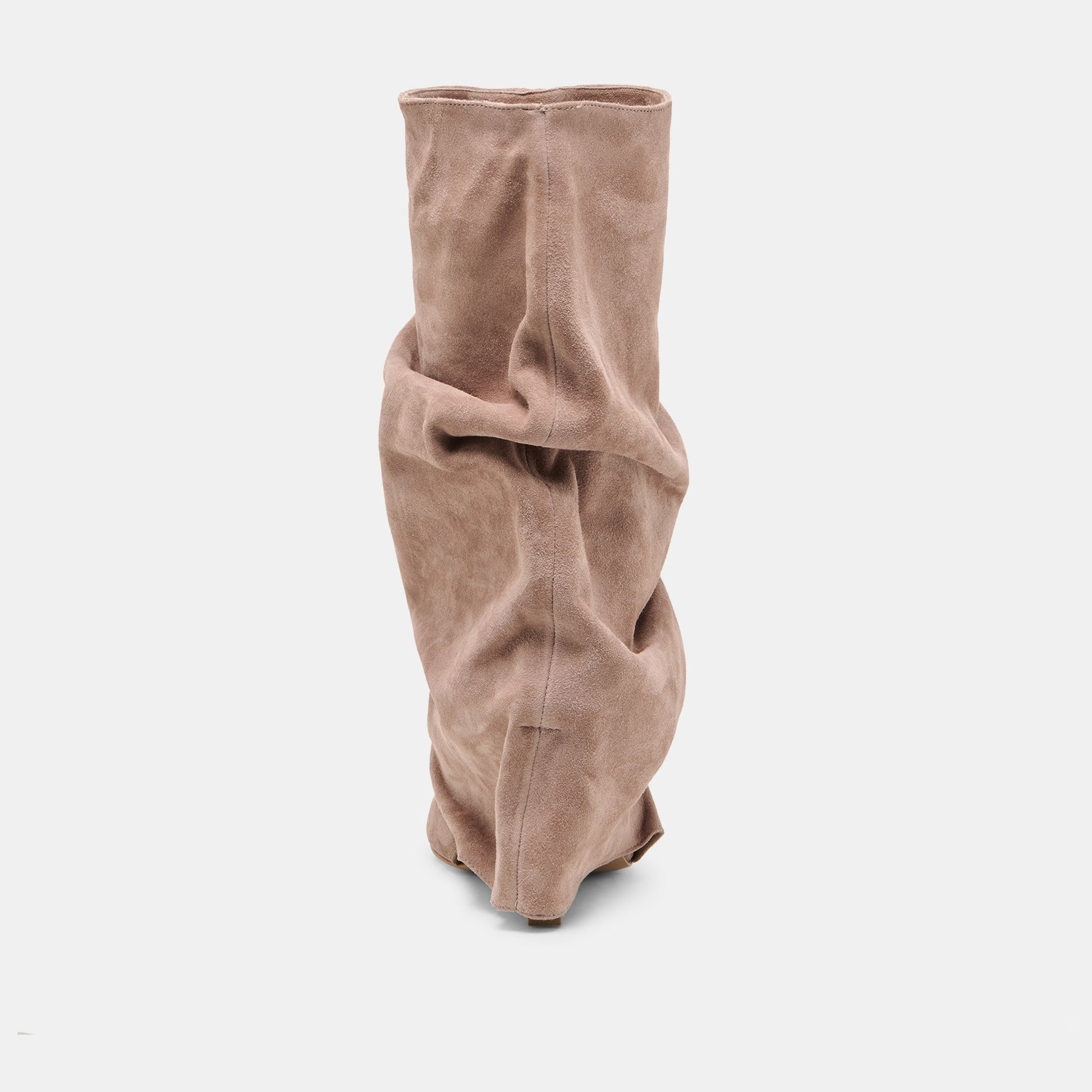 CLYFF Taupe Suede Slouch Foldover Open-Toe Boots