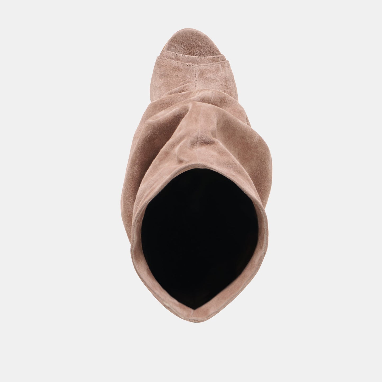 CLYFF Taupe Suede Slouch Foldover Open-Toe Boots
