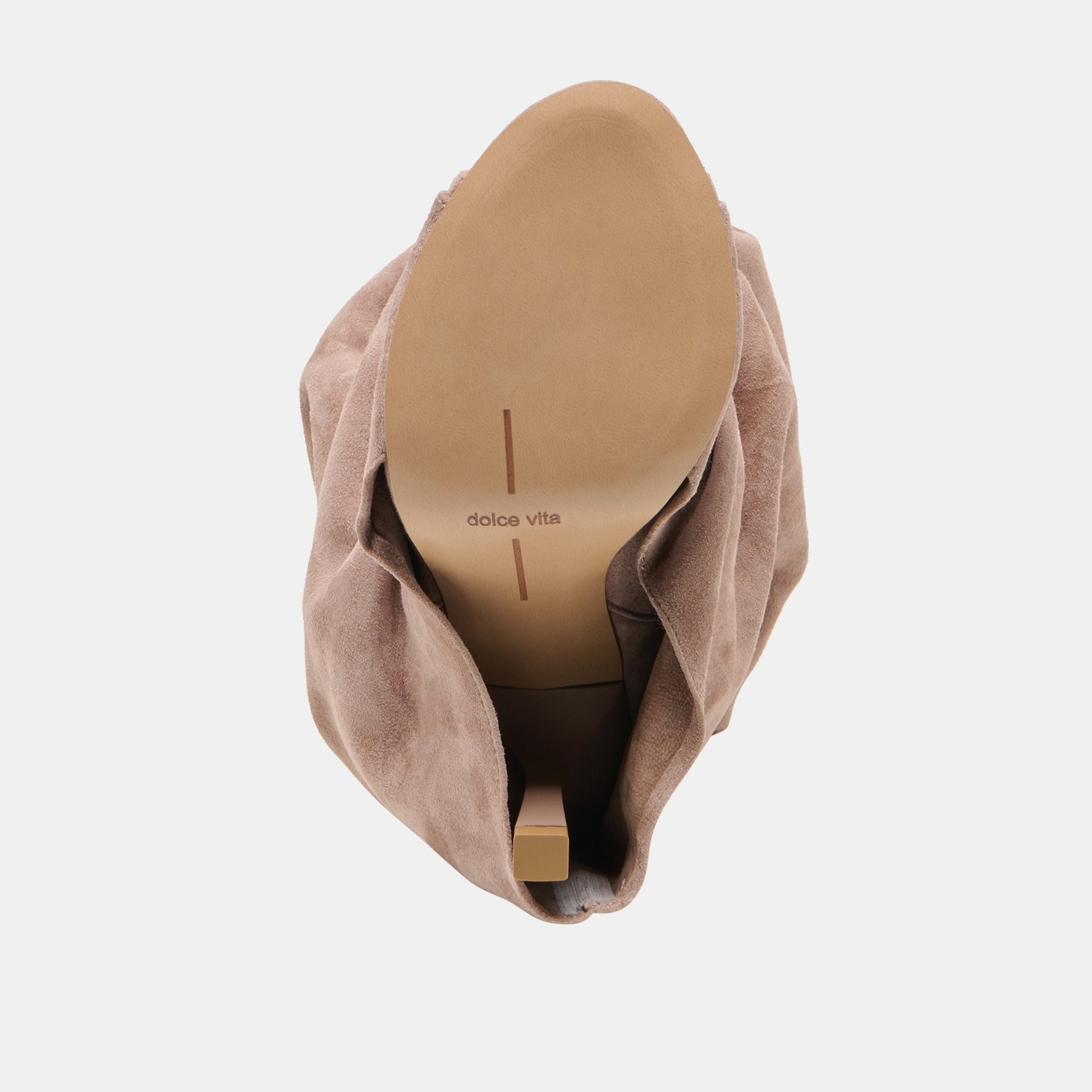 CLYFF Taupe Suede Slouch Foldover Open-Toe Boots